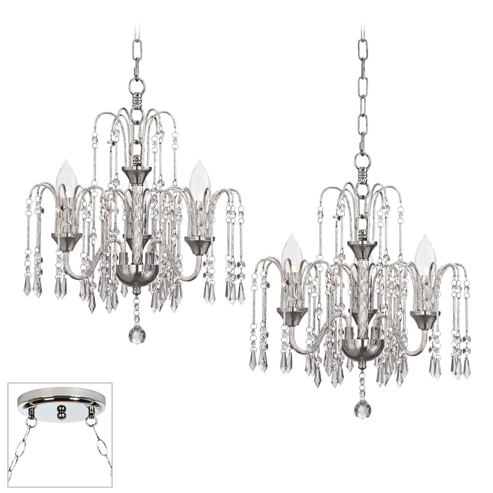 Crystal Rain Chrome Double Swag Chandelier