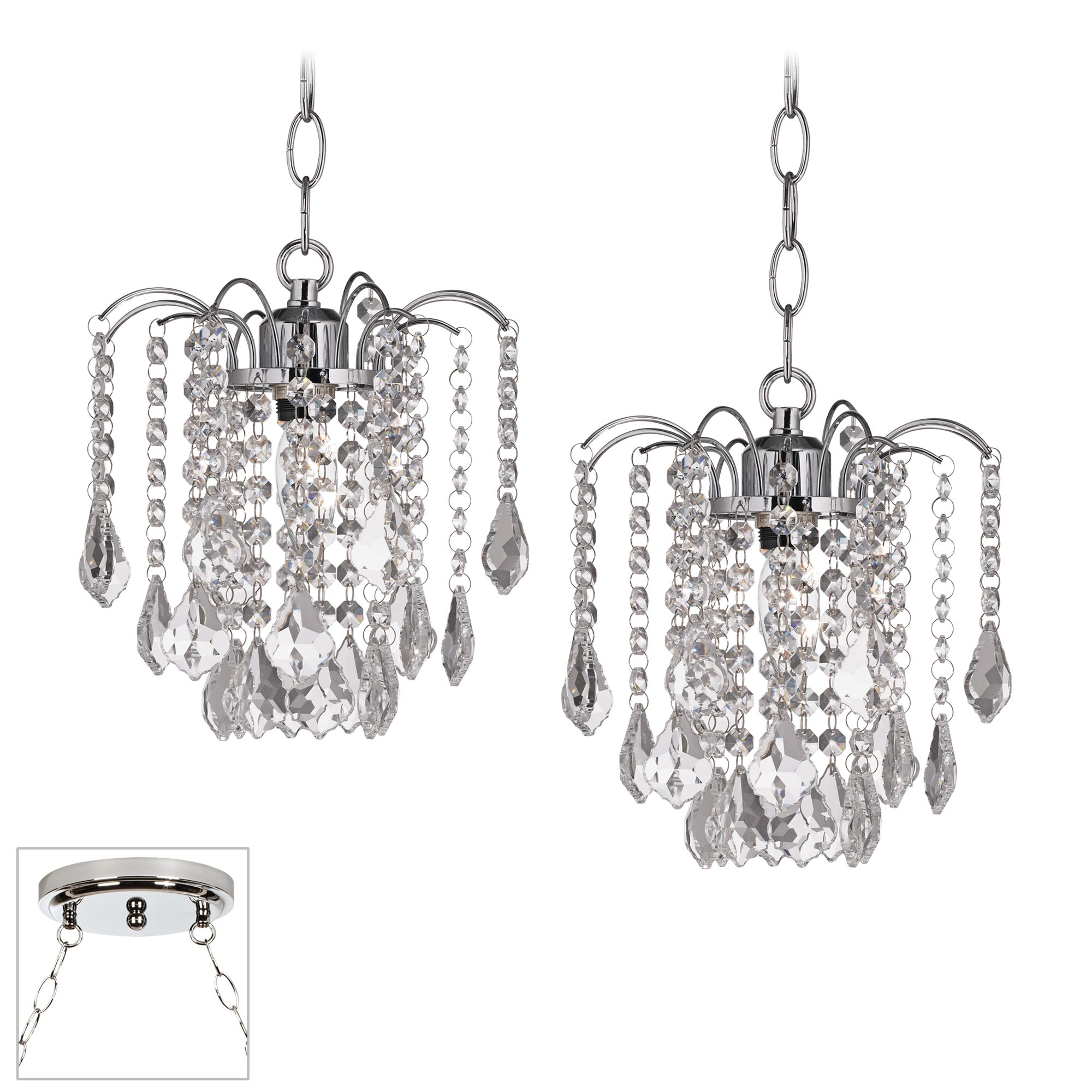 Nicolli Clear Crystal Chrome Double Swag Chandelier