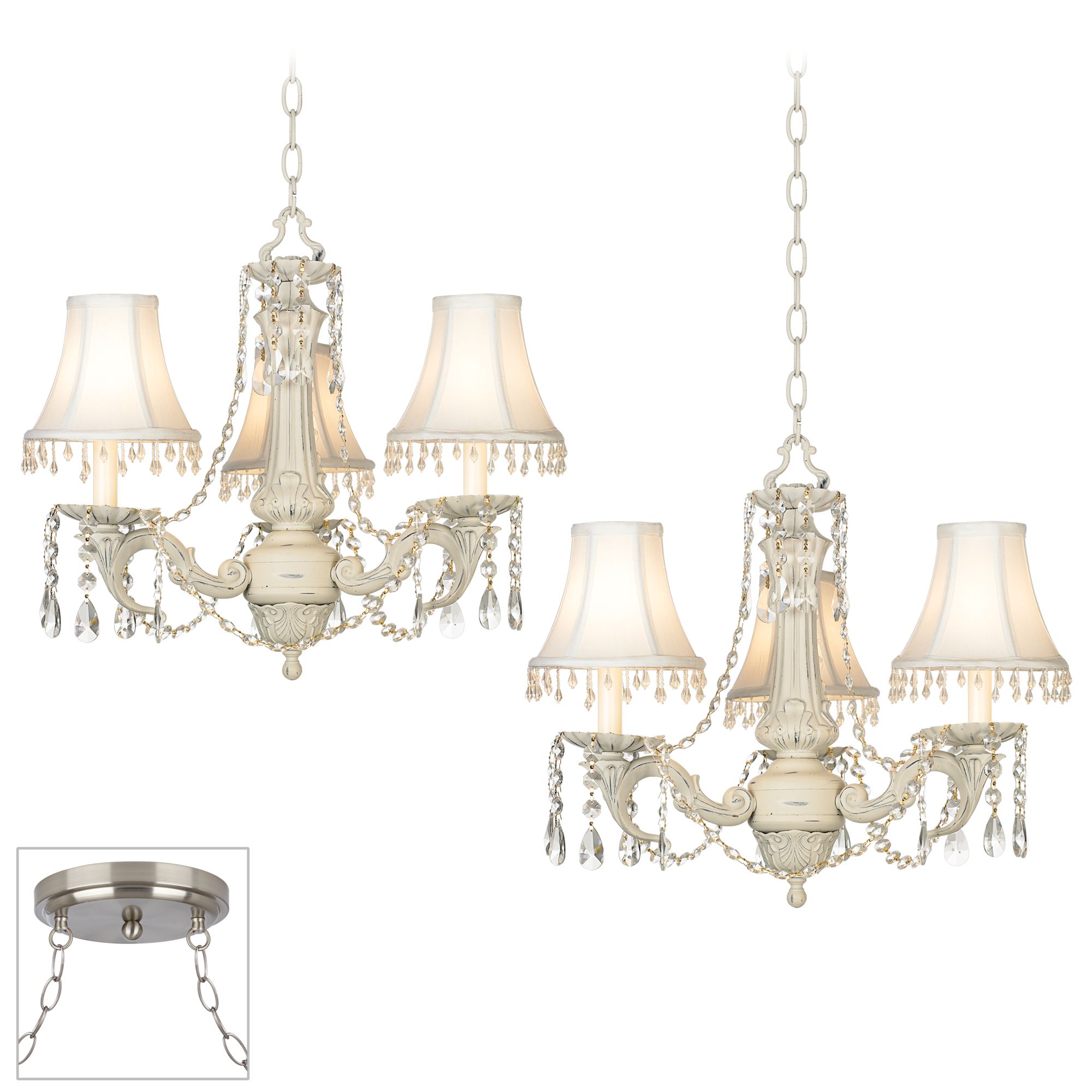 Chateau de Conde Brushed Steel Double Swag Chandelier