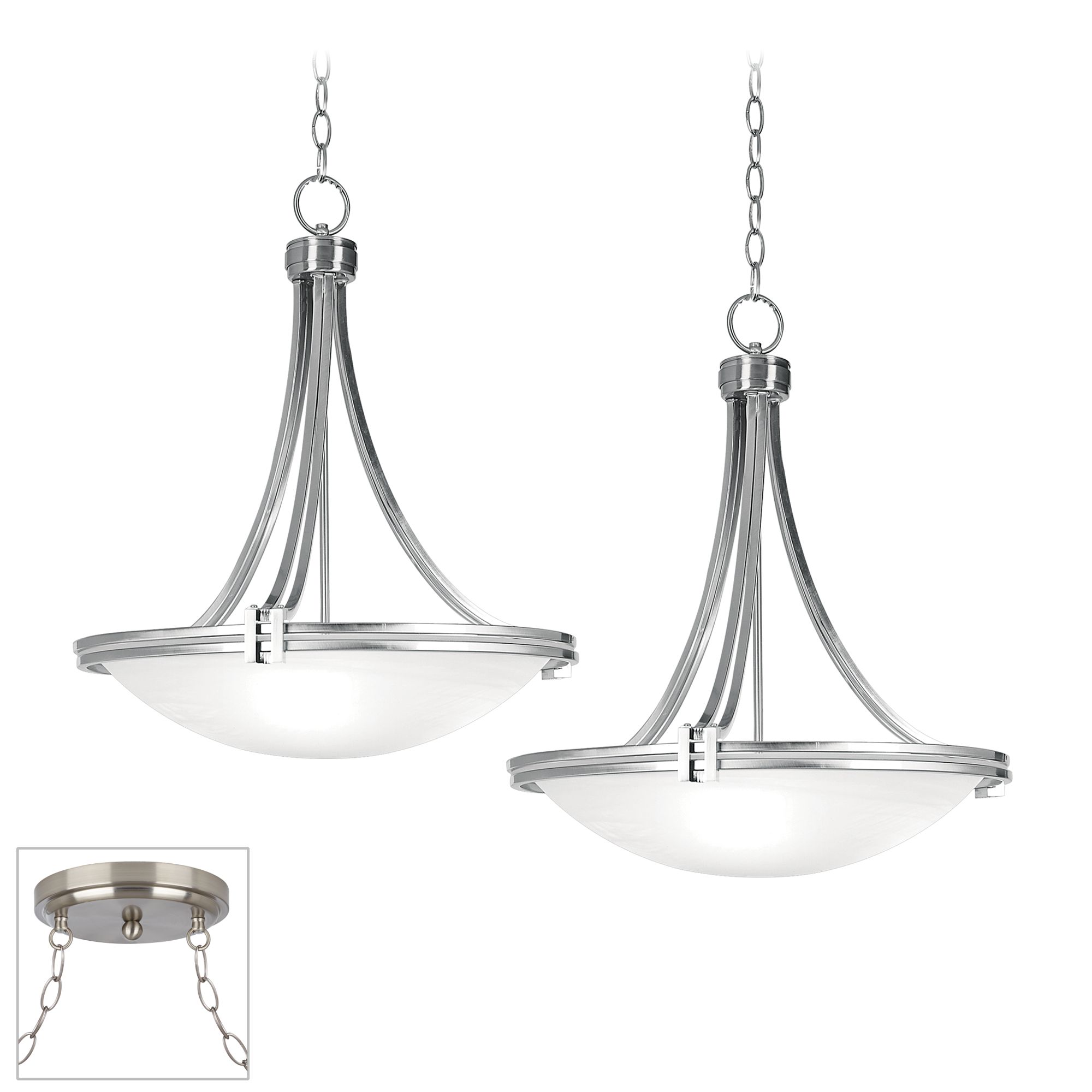 Deco Brushed Steel Double Swag Chandelier