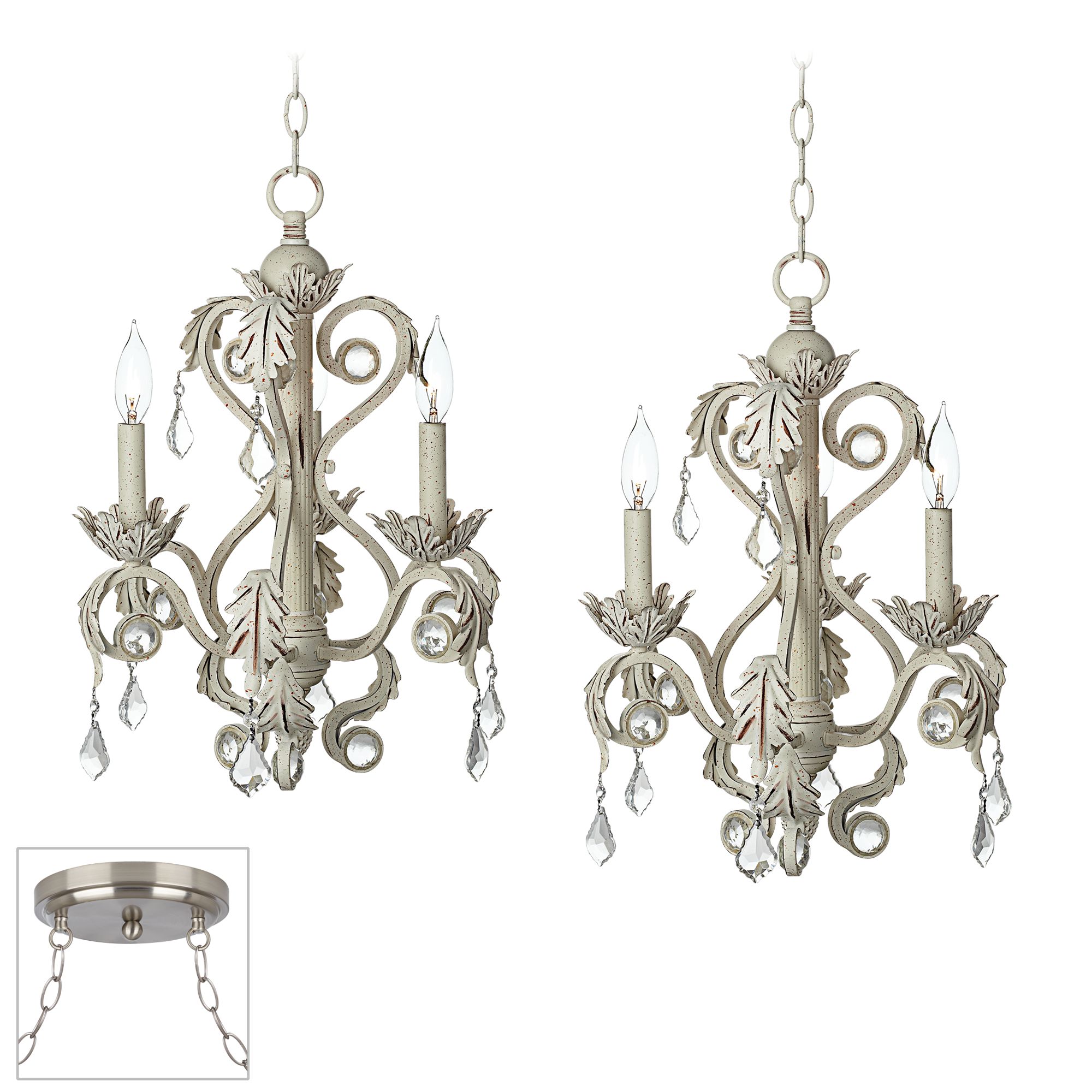 Kathy Ireland Crystal Brushed Steel Double Swag Chandelier