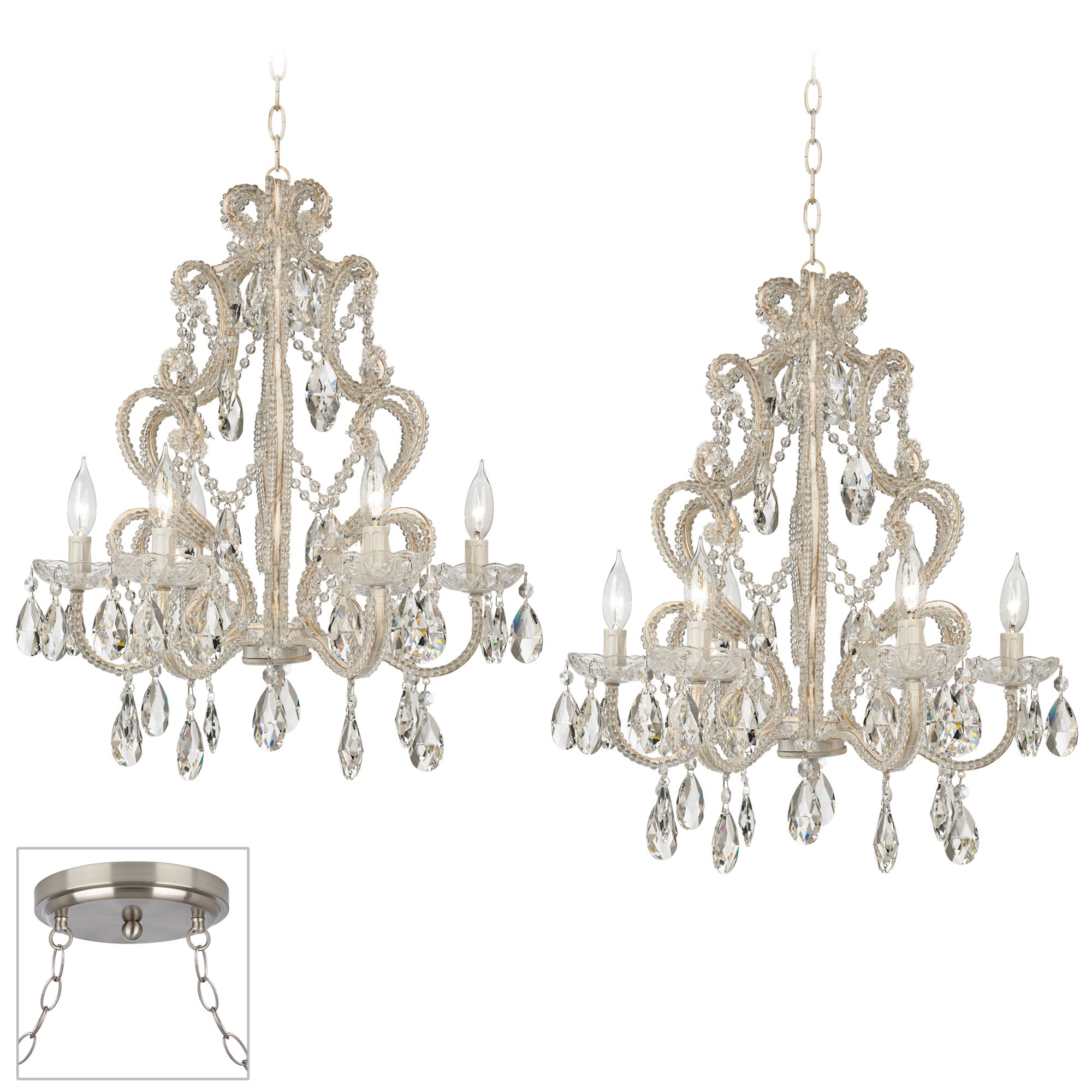 Felician Brushed Steel Double Swag Chandelier