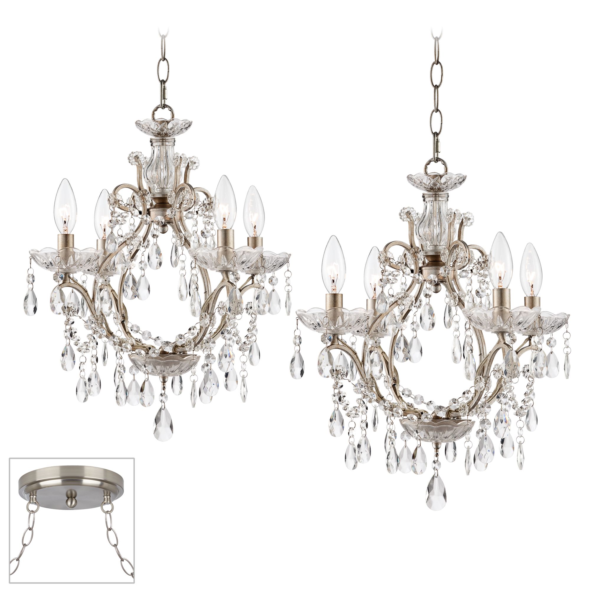 Eyja Crystal Brushed Steel Double Swag Chandelier