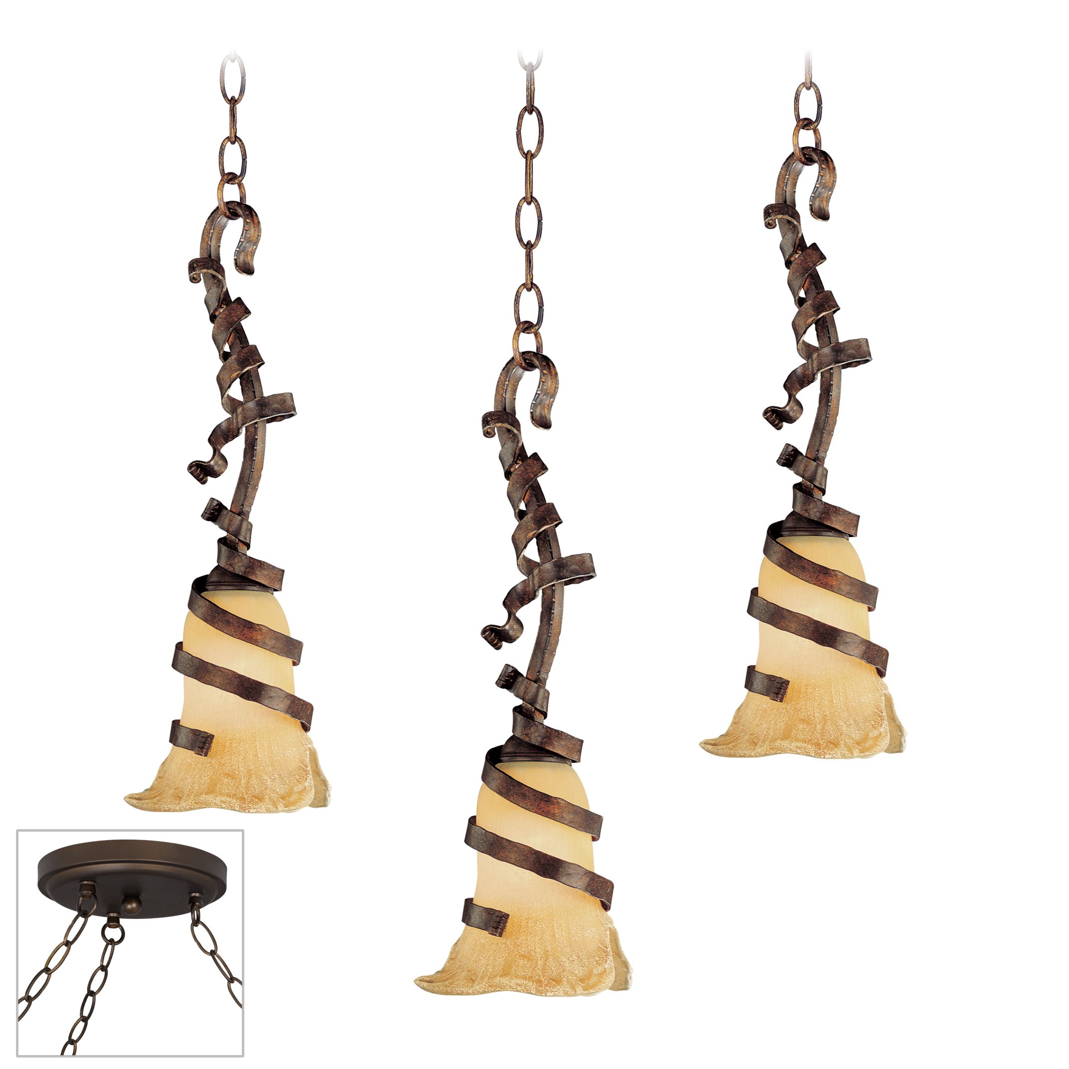 Solara Bronze Triple Swag Chandelier