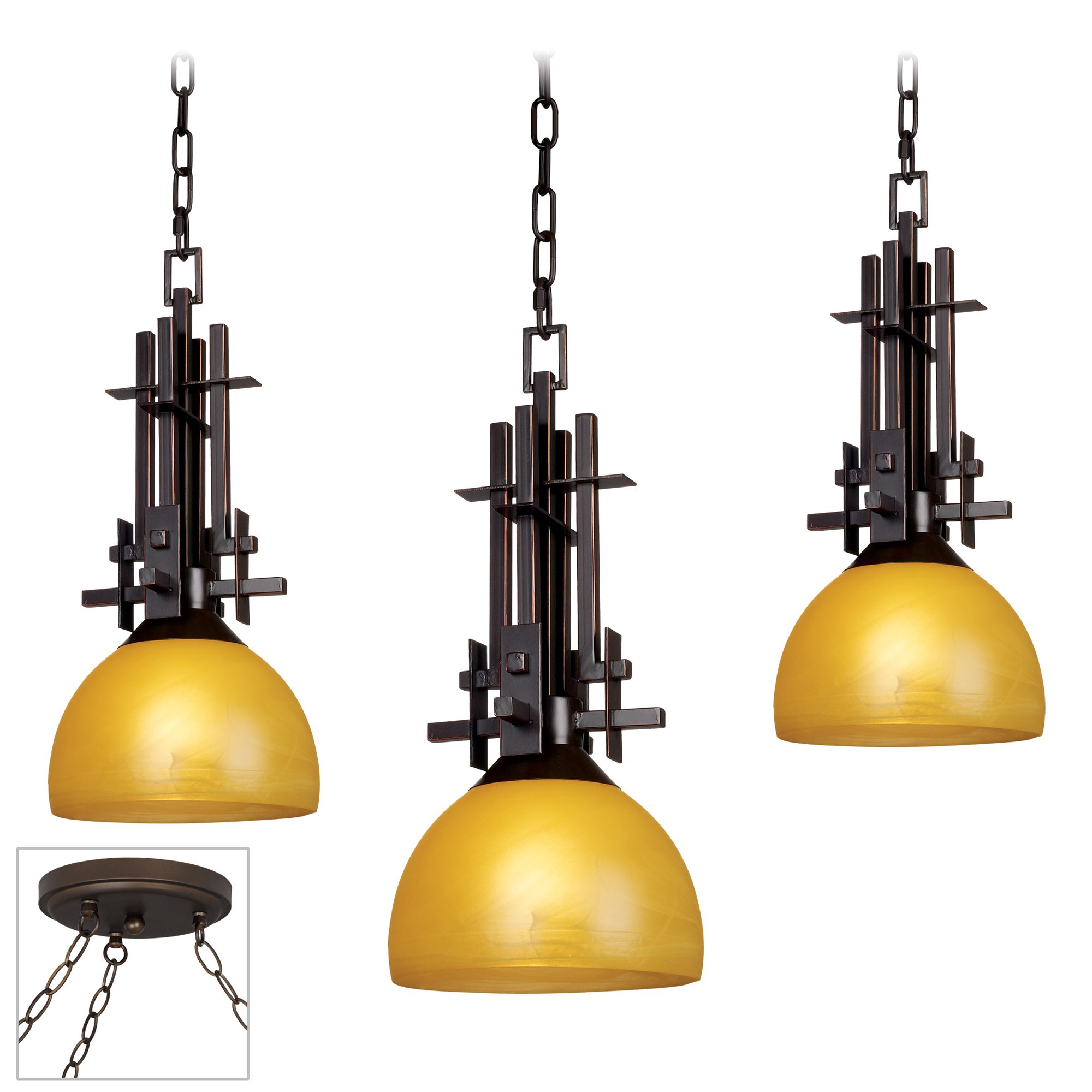 Metro Bronze Triple Swag Chandelier