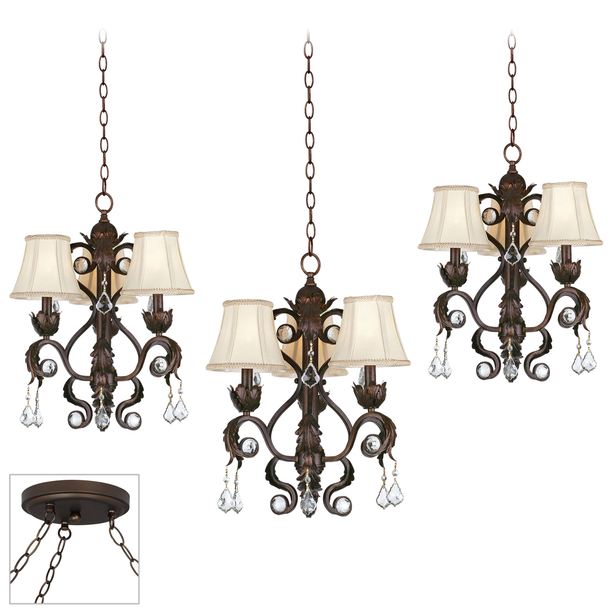 Ramas de Luces Bronze Triple Swag Chandelier