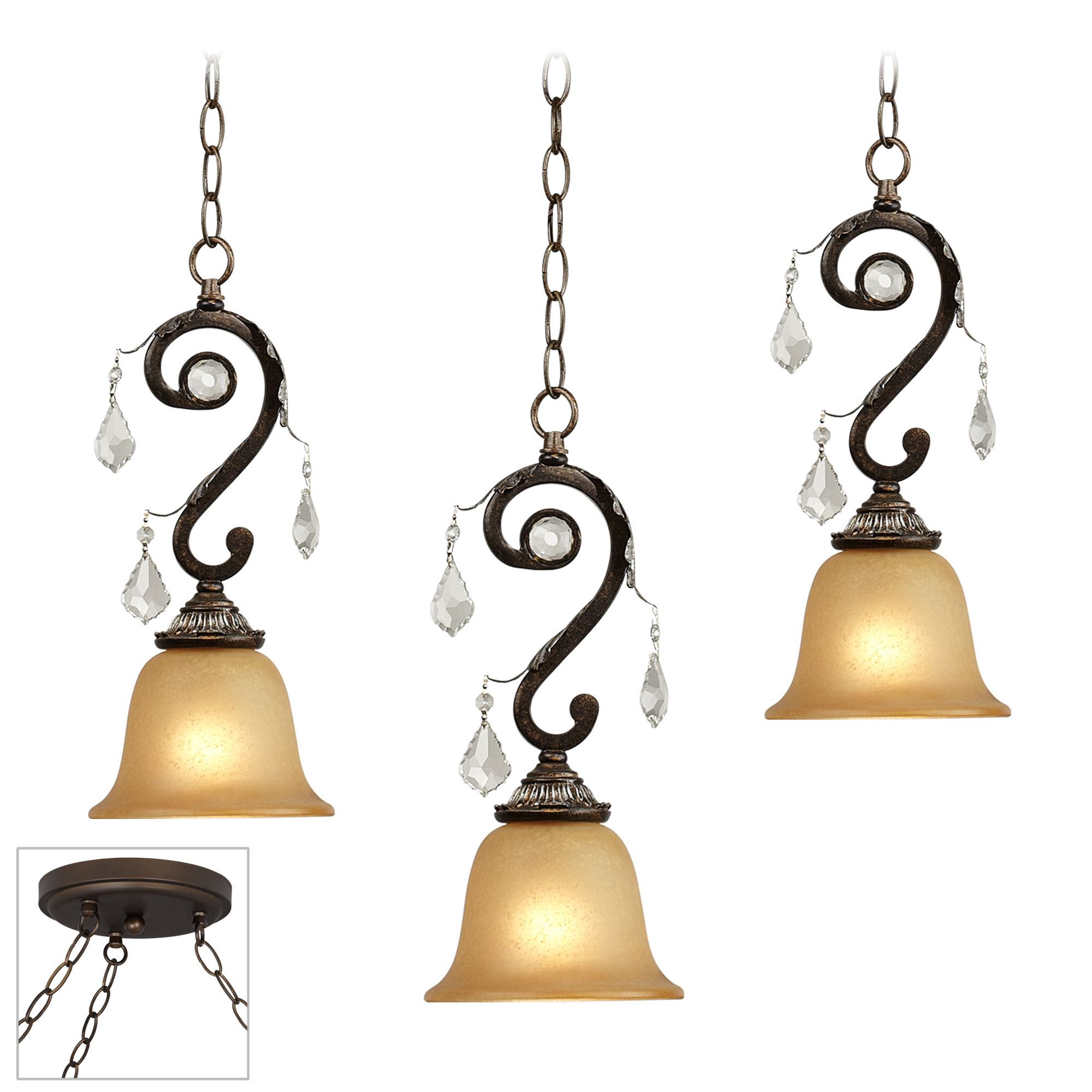 Kathy Ireland Rama de Luces Bronze Triple Swag Chandelier