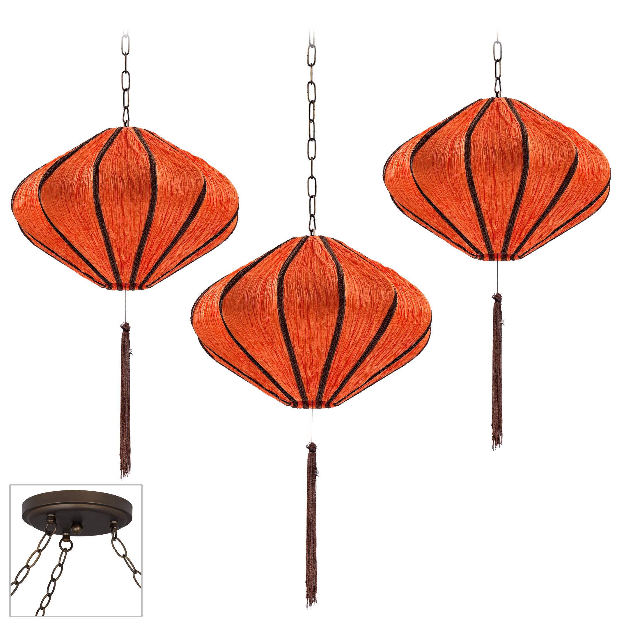 Song Orange Bronze Triple Swag Chandelier