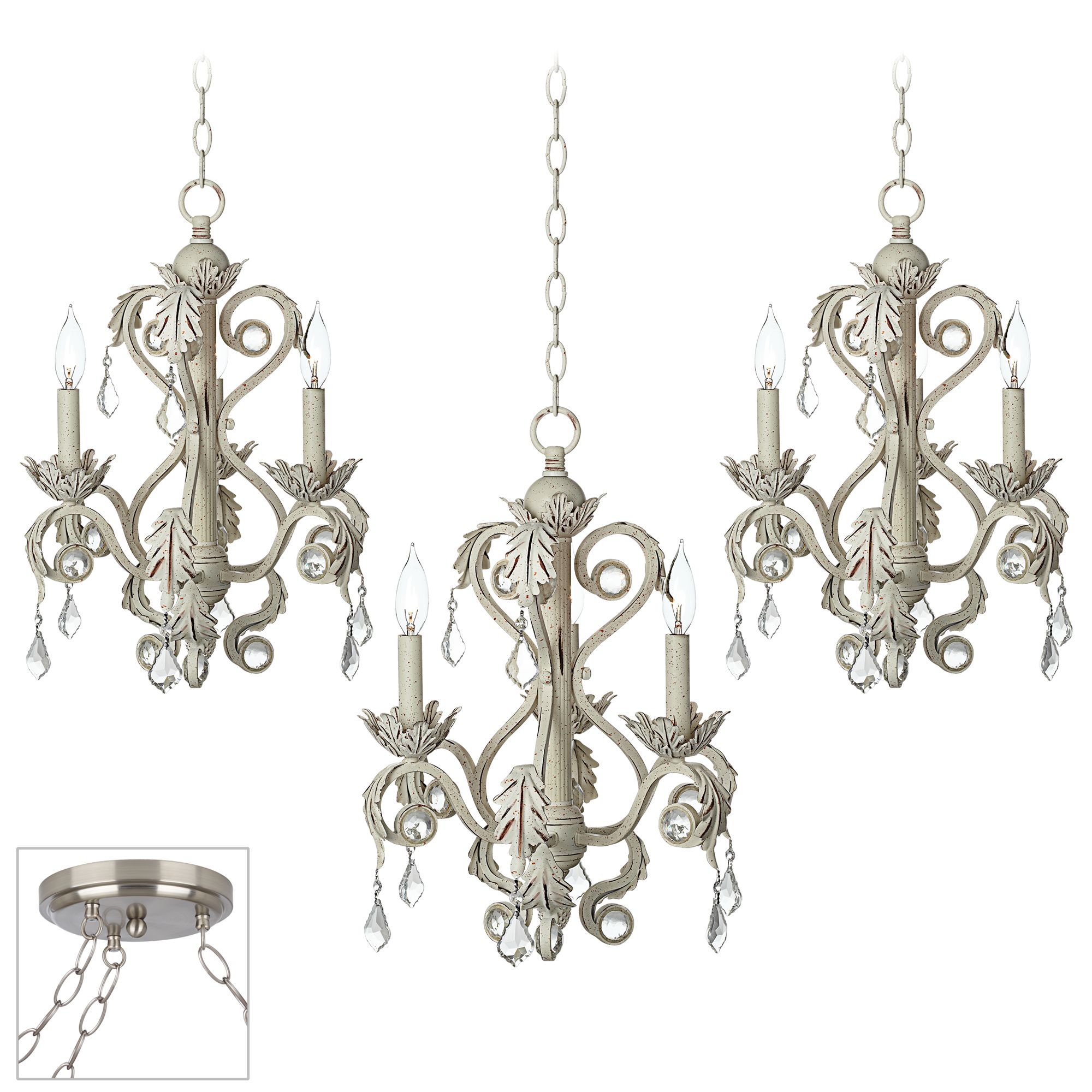 Kathy Ireland Crystal Brushed Steel Triple Swag Chandelier
