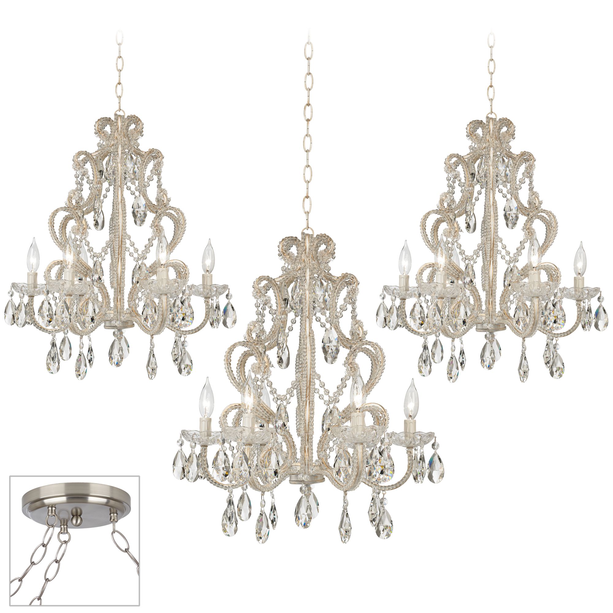 Felician Brushed Steel Triple Swag Chandelier
