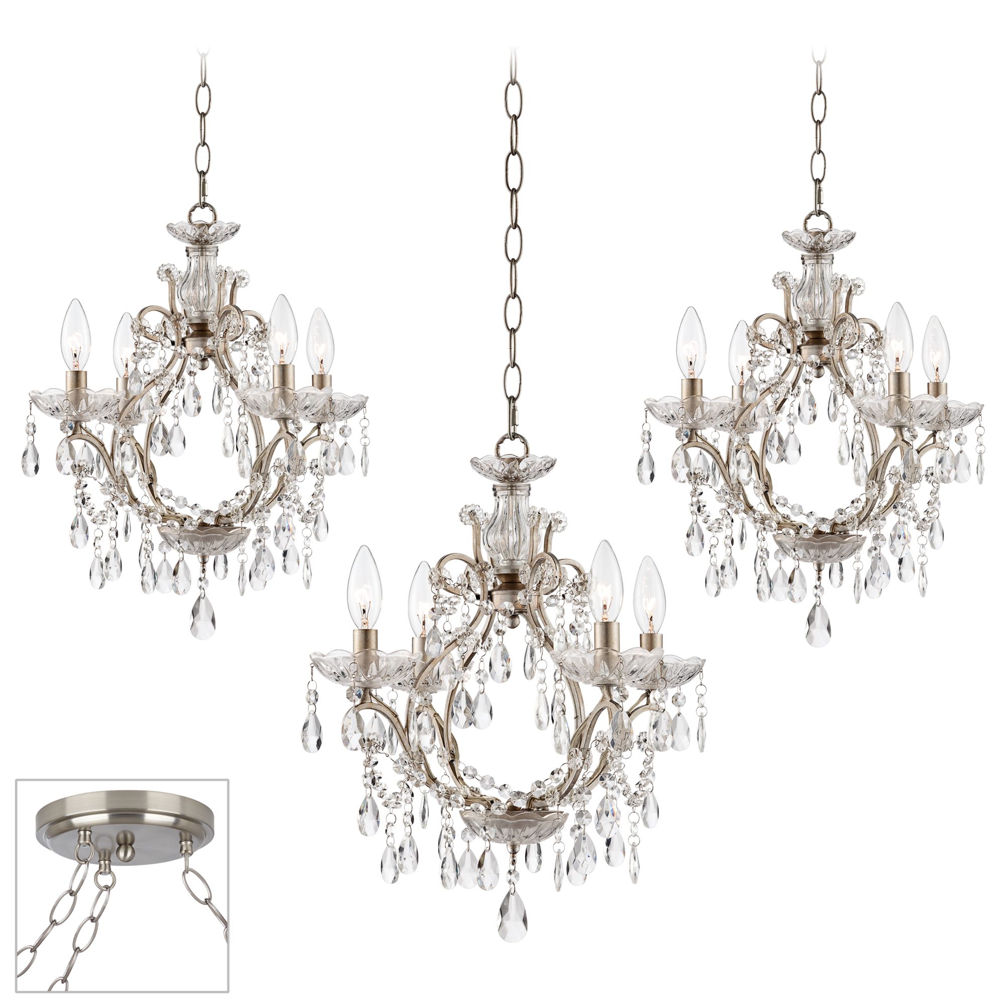 Eyja Crystal Brushed Steel Triple Swag Chandelier