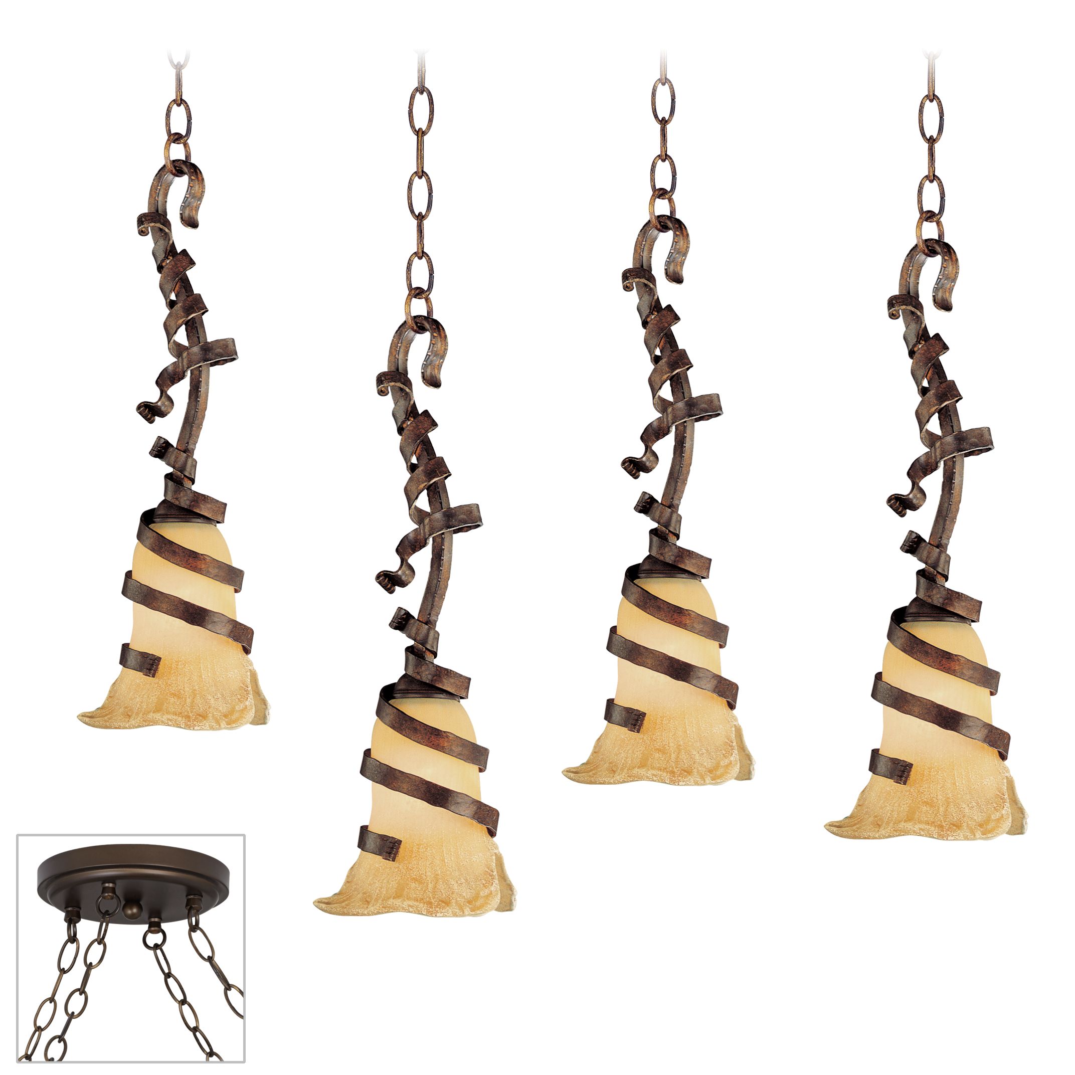 Solara Bronze 4 Swag Chandelier