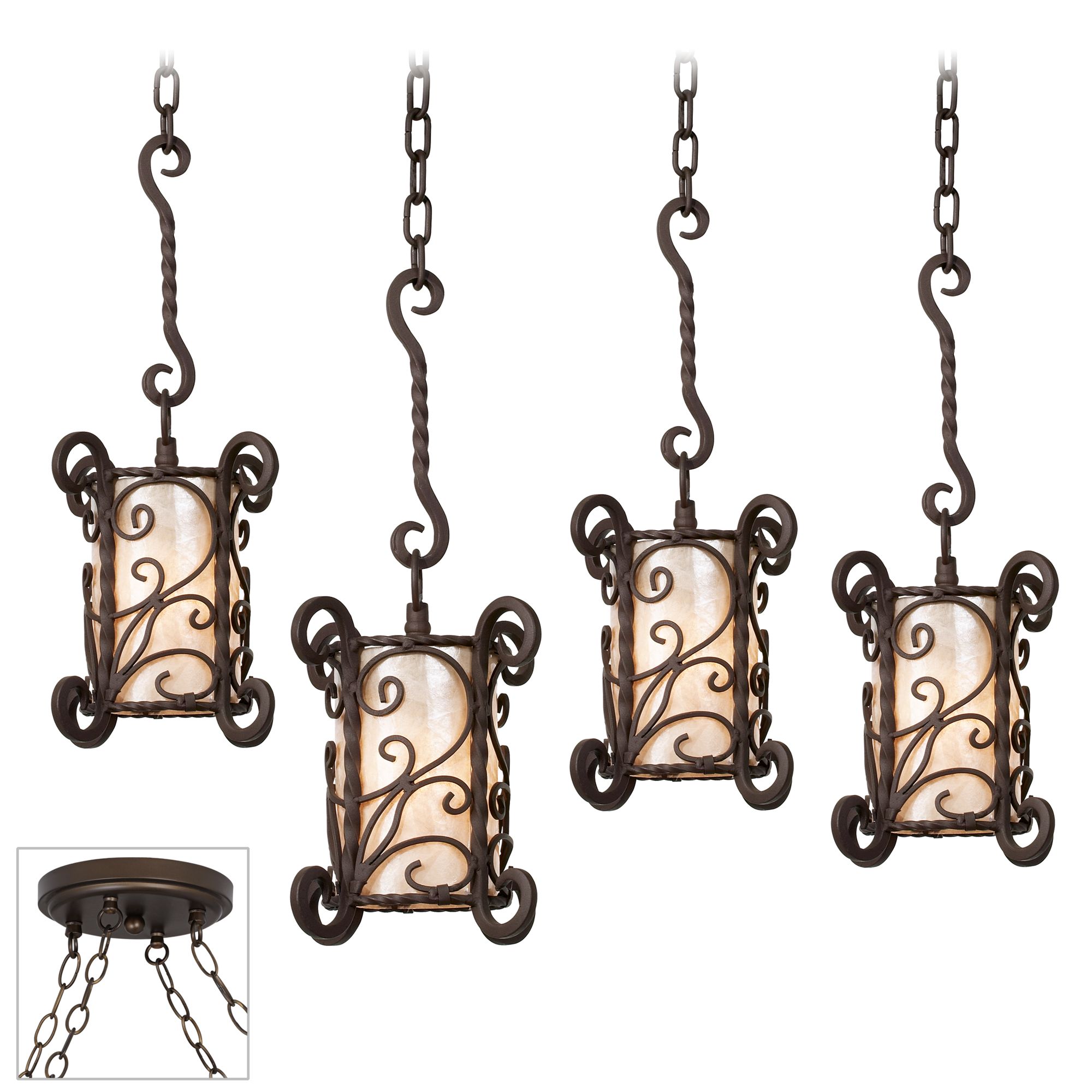 Natural Mica Bronze 4 Swag Chandelier