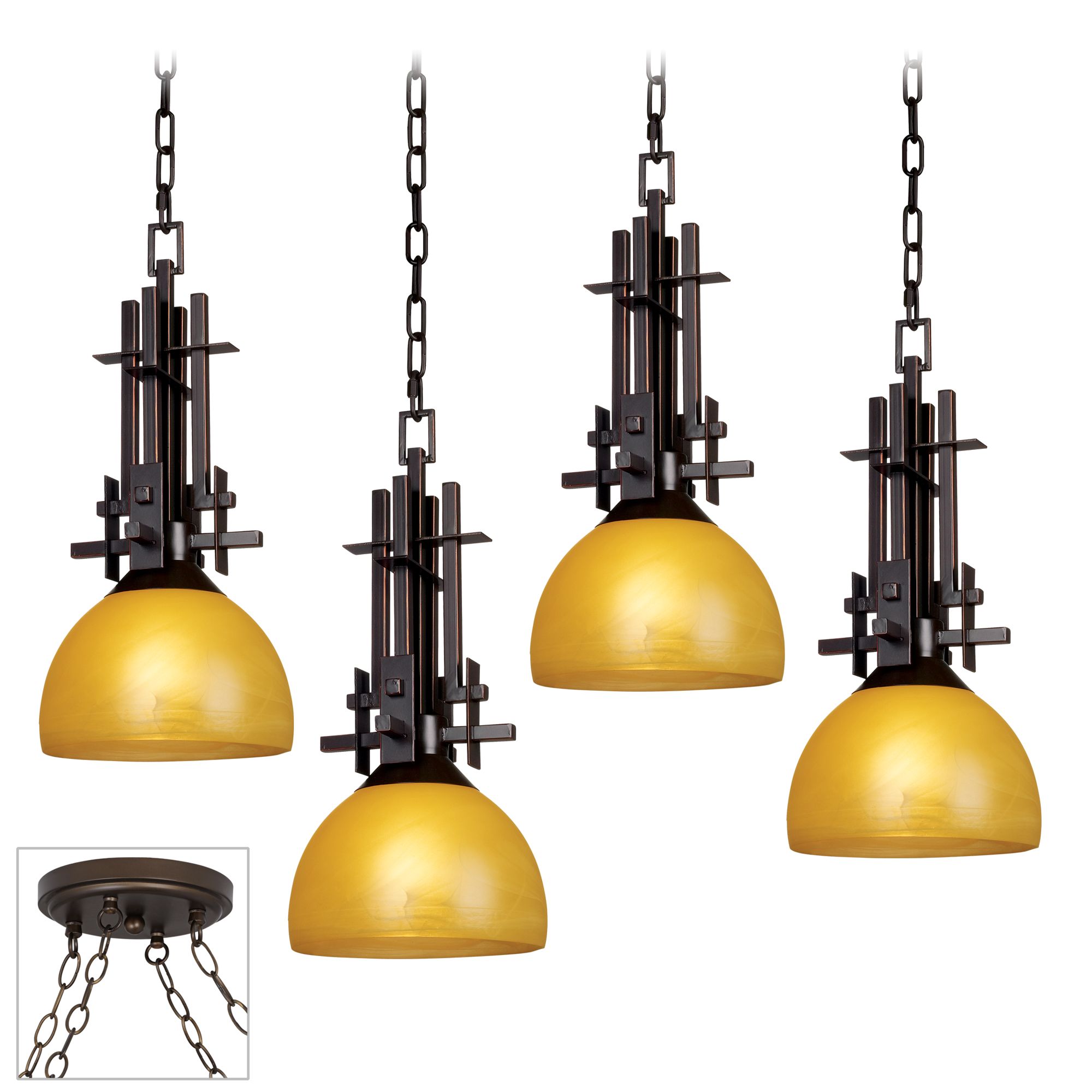 Metro Bronze 4 Swag Chandelier
