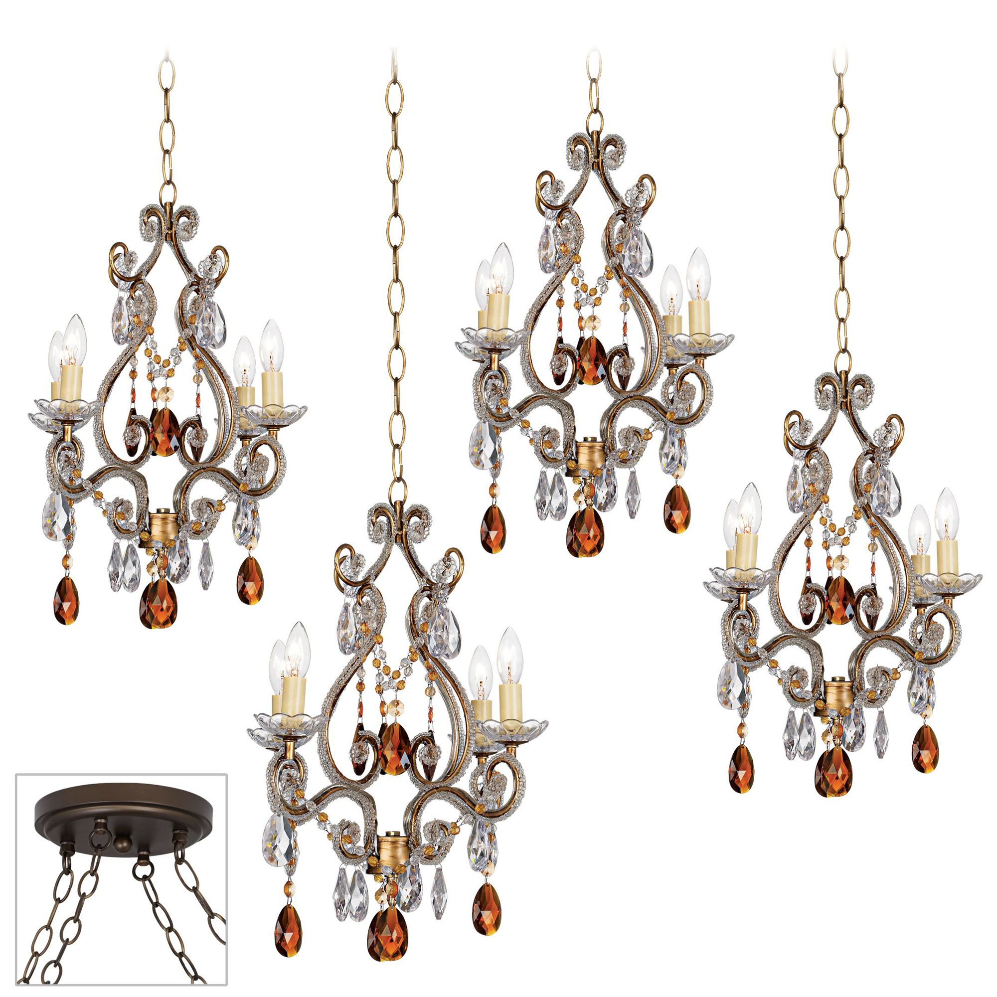 Leila Gold and Bronze 4 Swag Chandelier