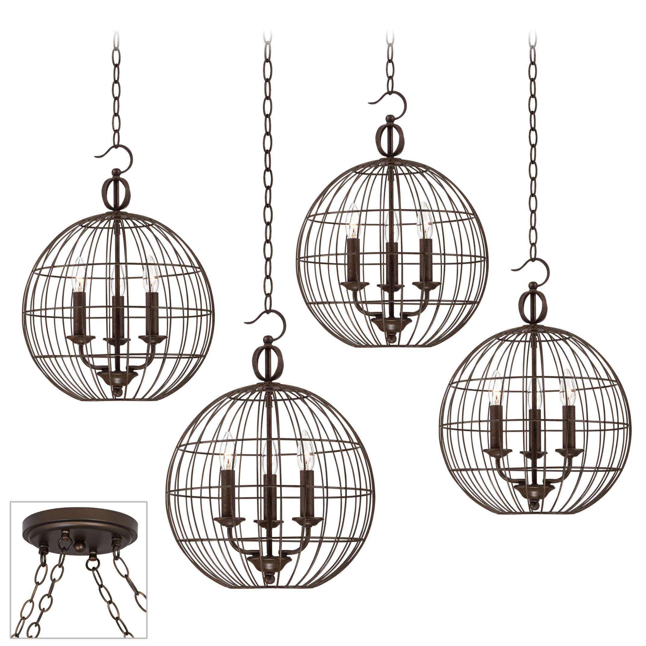 Industrial Candelabra Bronze 4 Swag Chandelier