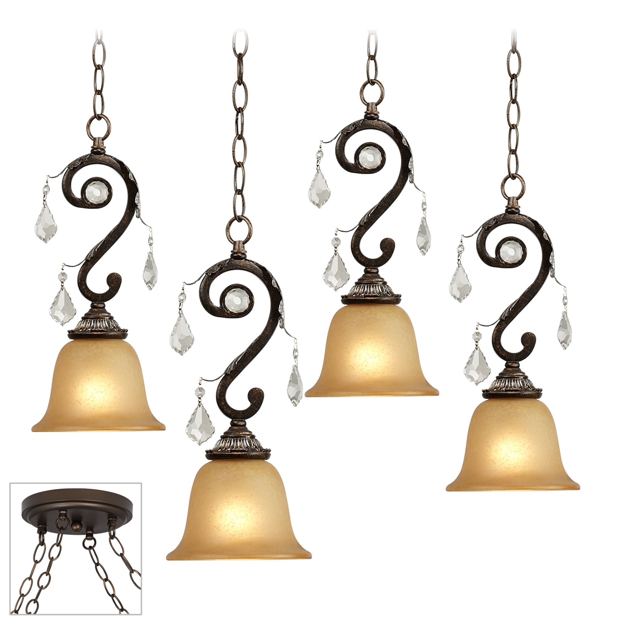 Kathy Ireland Rama de Luces Bronze 4 Swag Chandelier