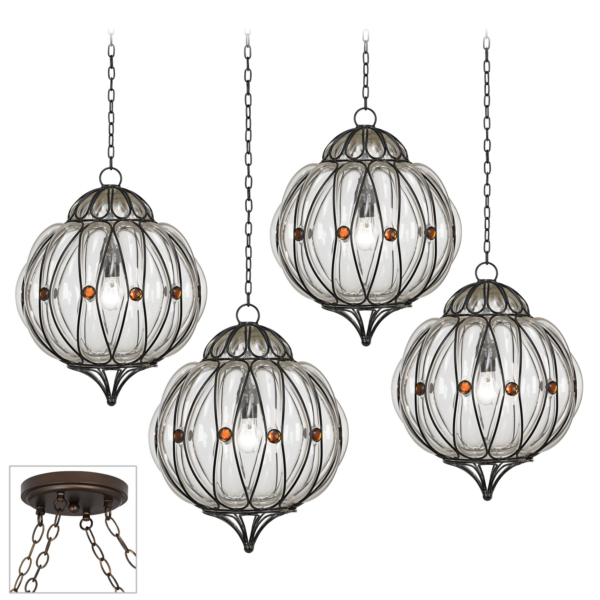 Centinela Globe Bronze 4 Swag Chandelier