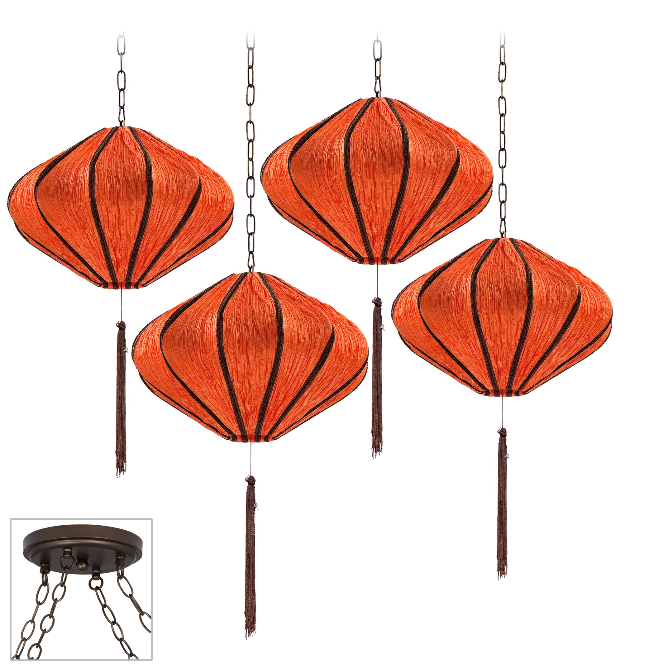 Song Orange Bronze 4 Swag Chandelier