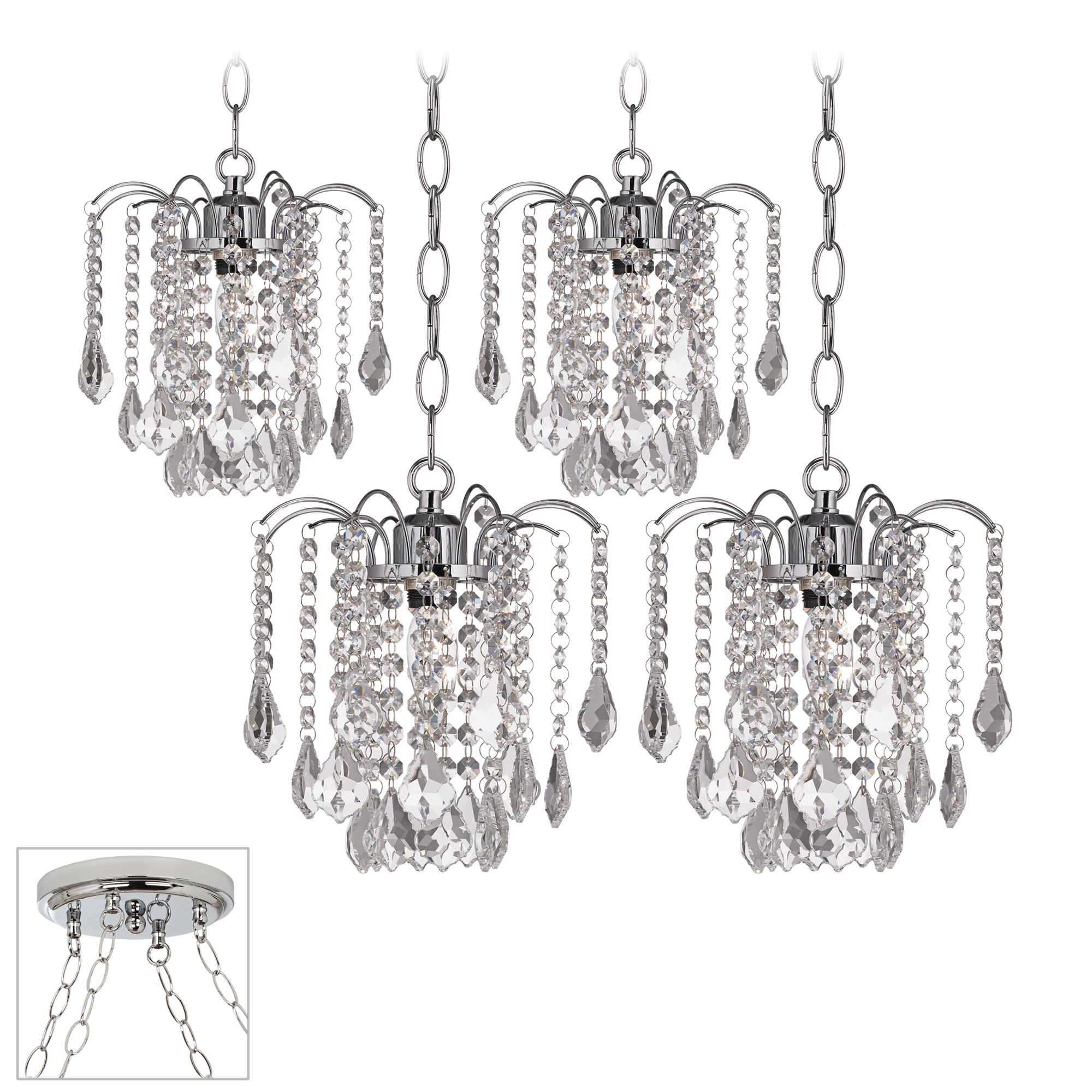 Nicolli Clear Crystal Chrome 4 Swag Chandelier