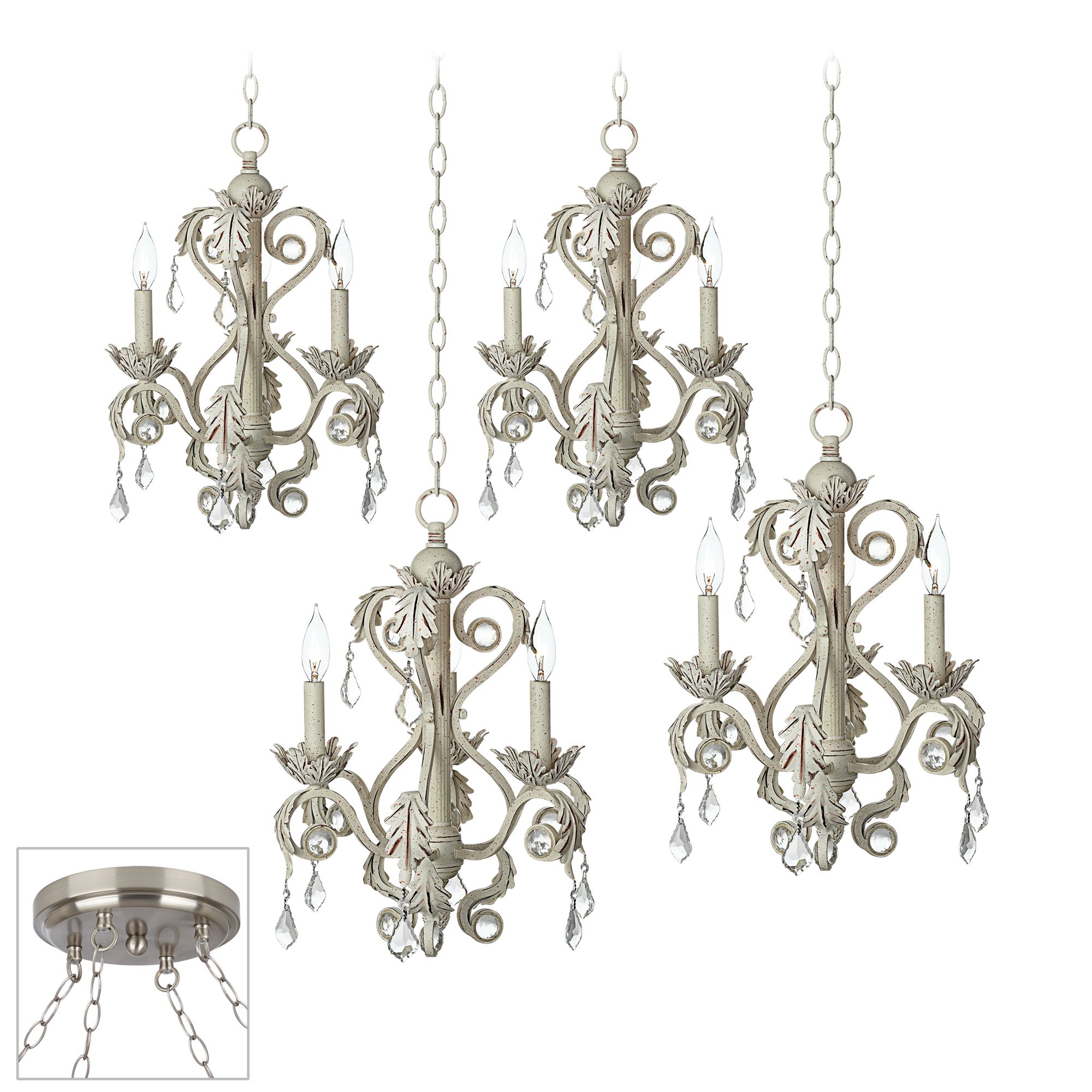Kathy Ireland Crystal Brushed Steel 4 Swag Chandelier