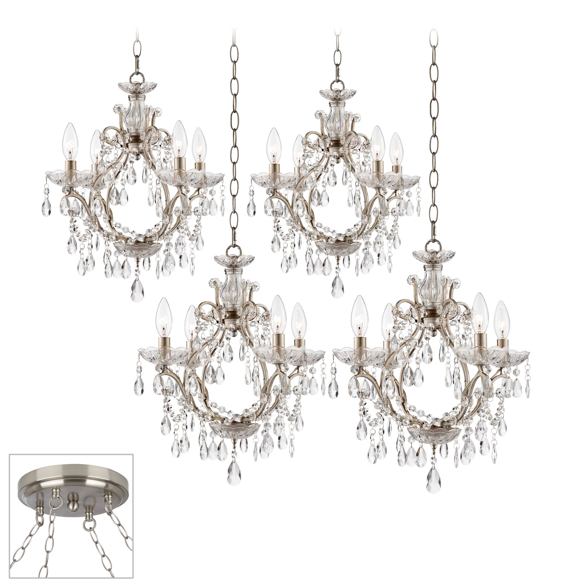 Eyja Crystal Brushed Steel 4 Swag Chandelier