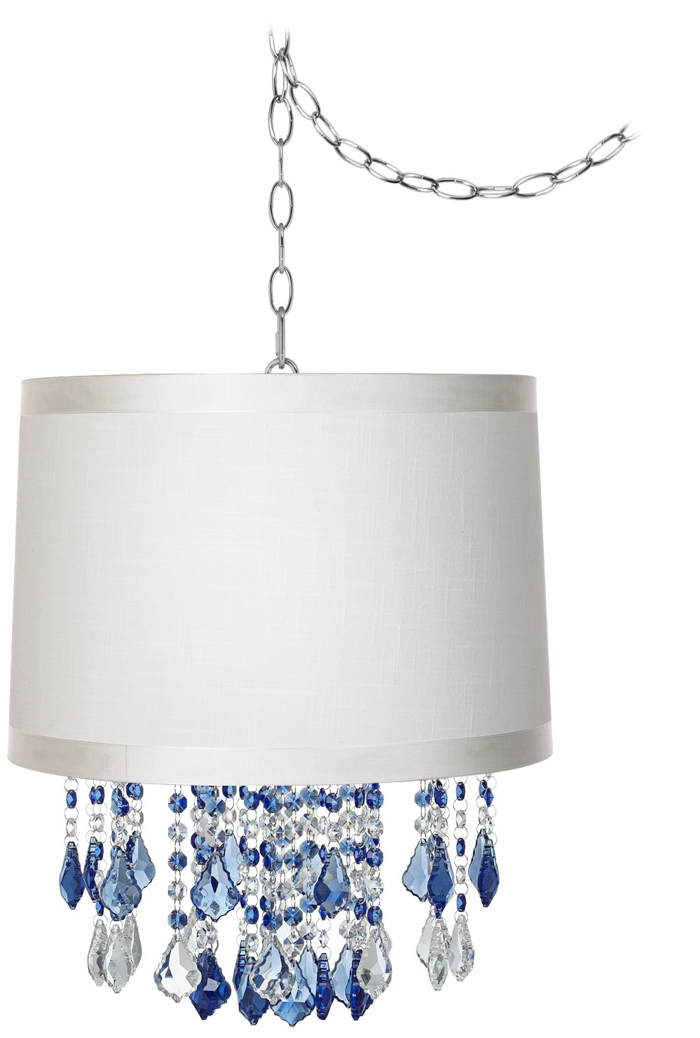 Nicolli Blue 16" Wide Off-White Drum Mini Chandelier