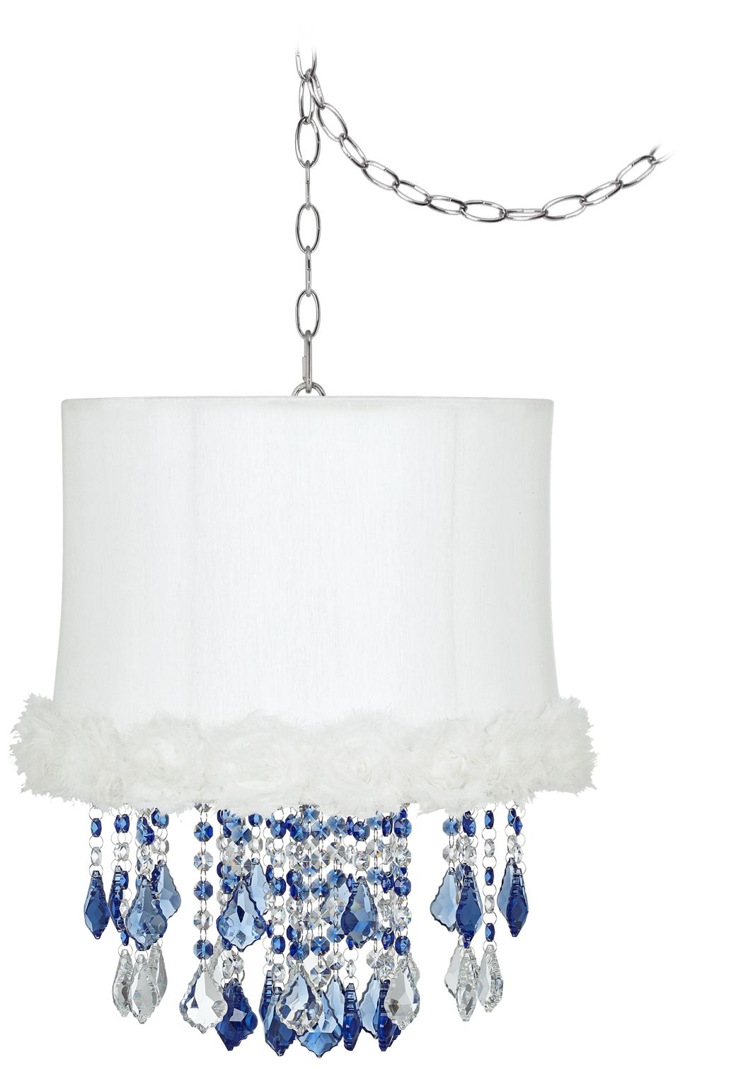 Nicolli Blue 14" Wide White Rosettes Mini Chandelier
