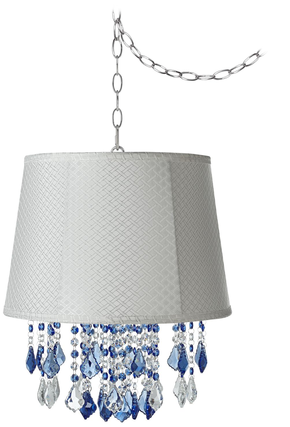 Nicolli Blue 16" Wide White Lattice Mini Chandelier