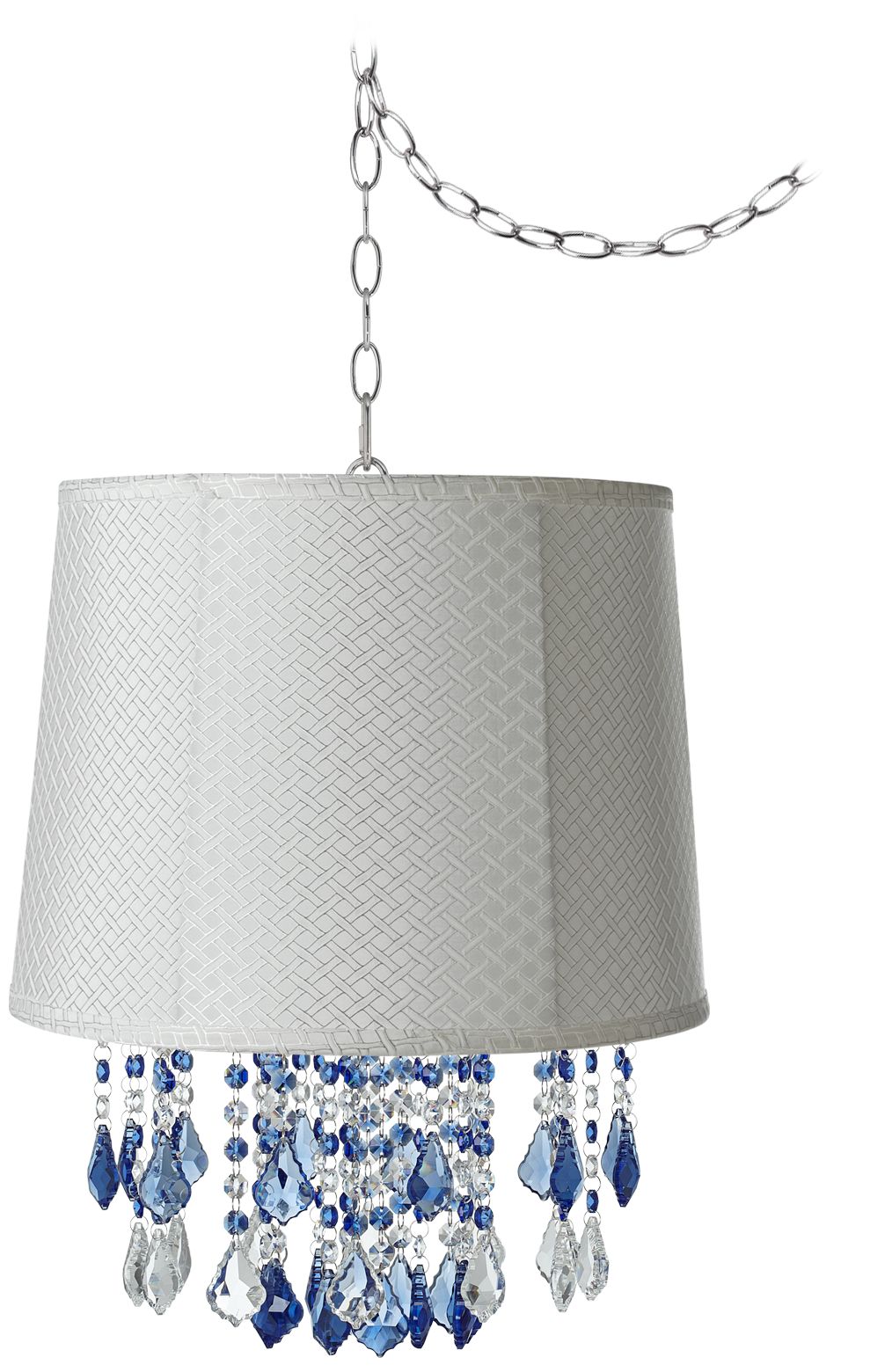 Nicolli Blue 16" Wide White Lattice Drum Mini Chandelier