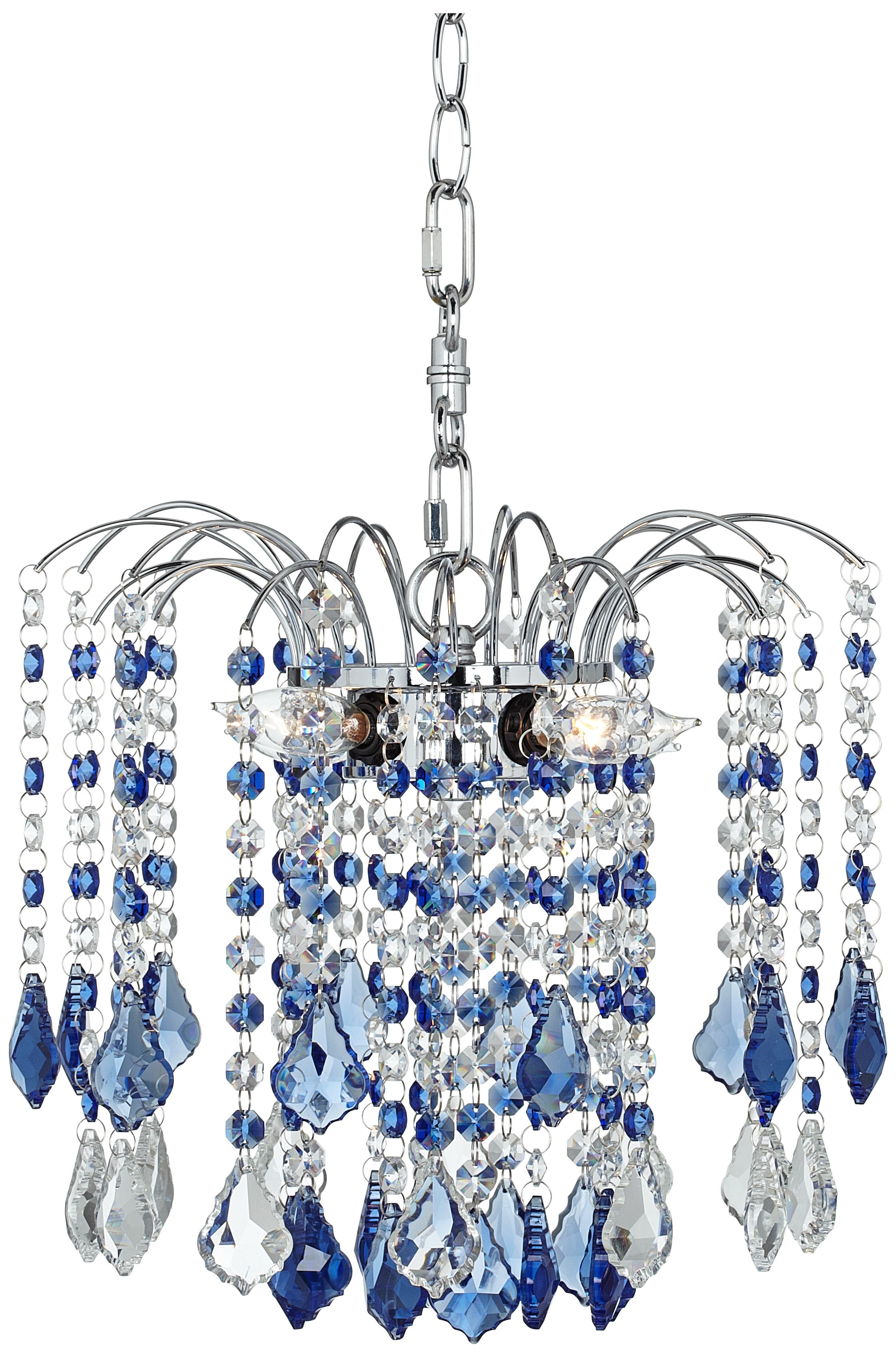 Nicolli Blue Crystal 12" Wide Swag Plug-In Chandelier
