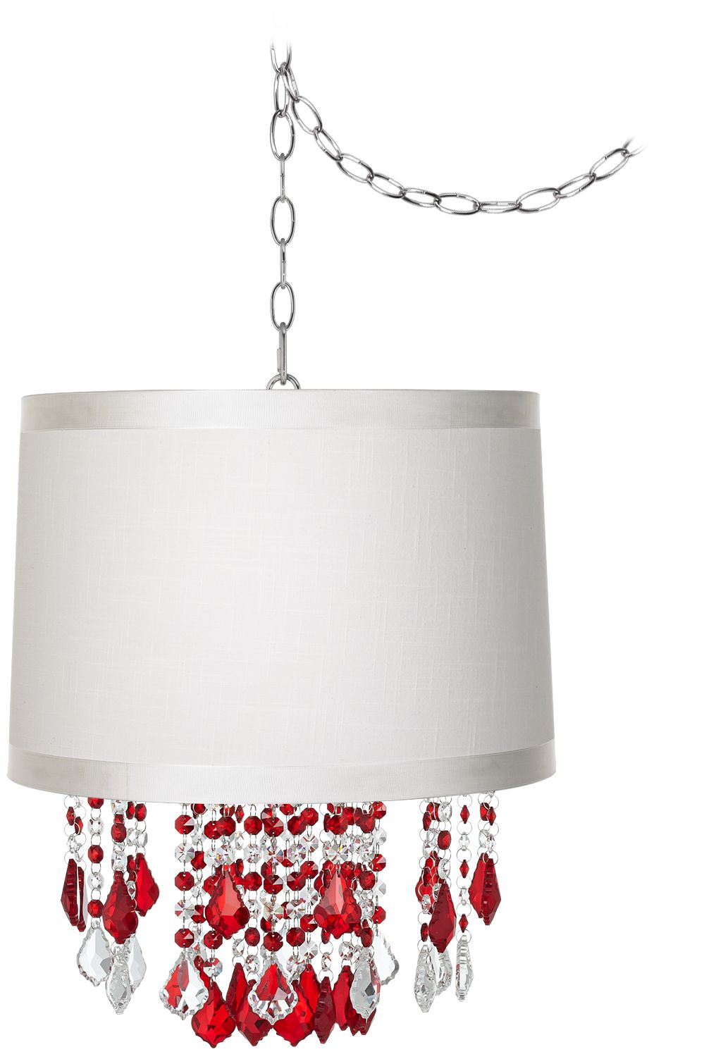 Nicolli Red 16" Wide Off-White Drum Mini Chandelier