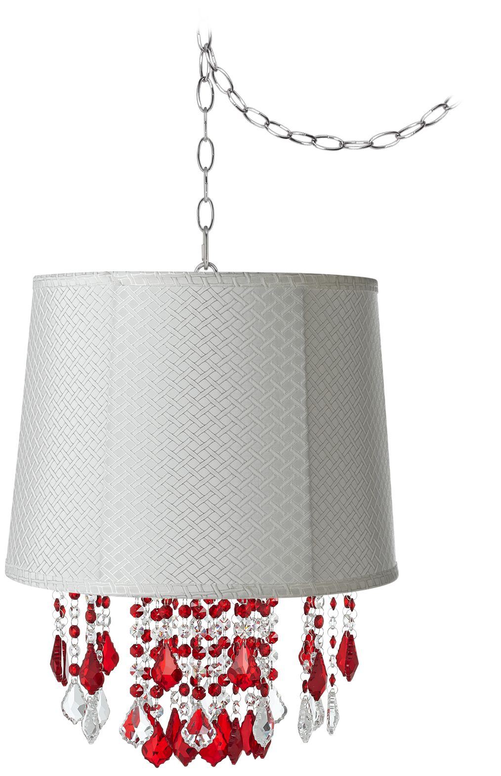 Nicolli Red 16" Wide White Lattice Drum Mini Chandelier