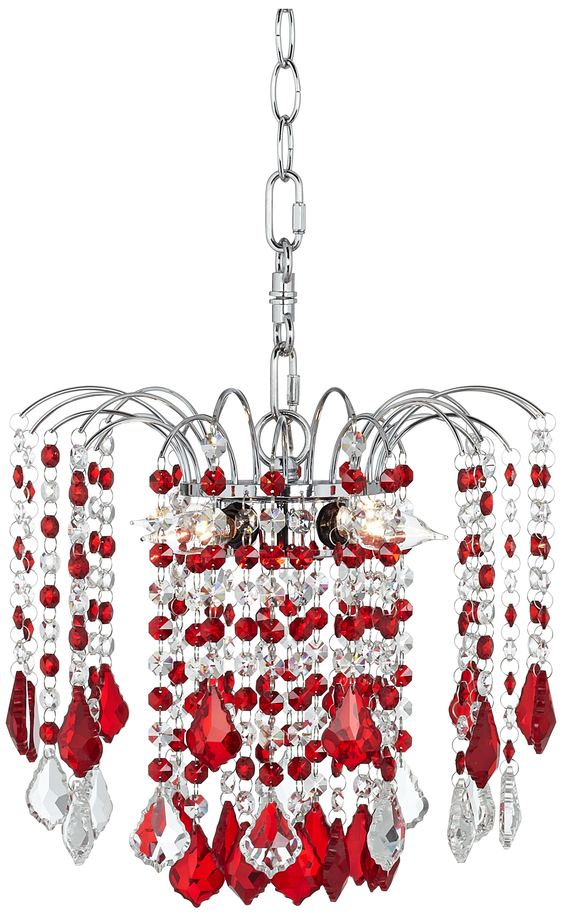 Nicolli Red Crystal 12" Wide Swag Plug-In Chandelier