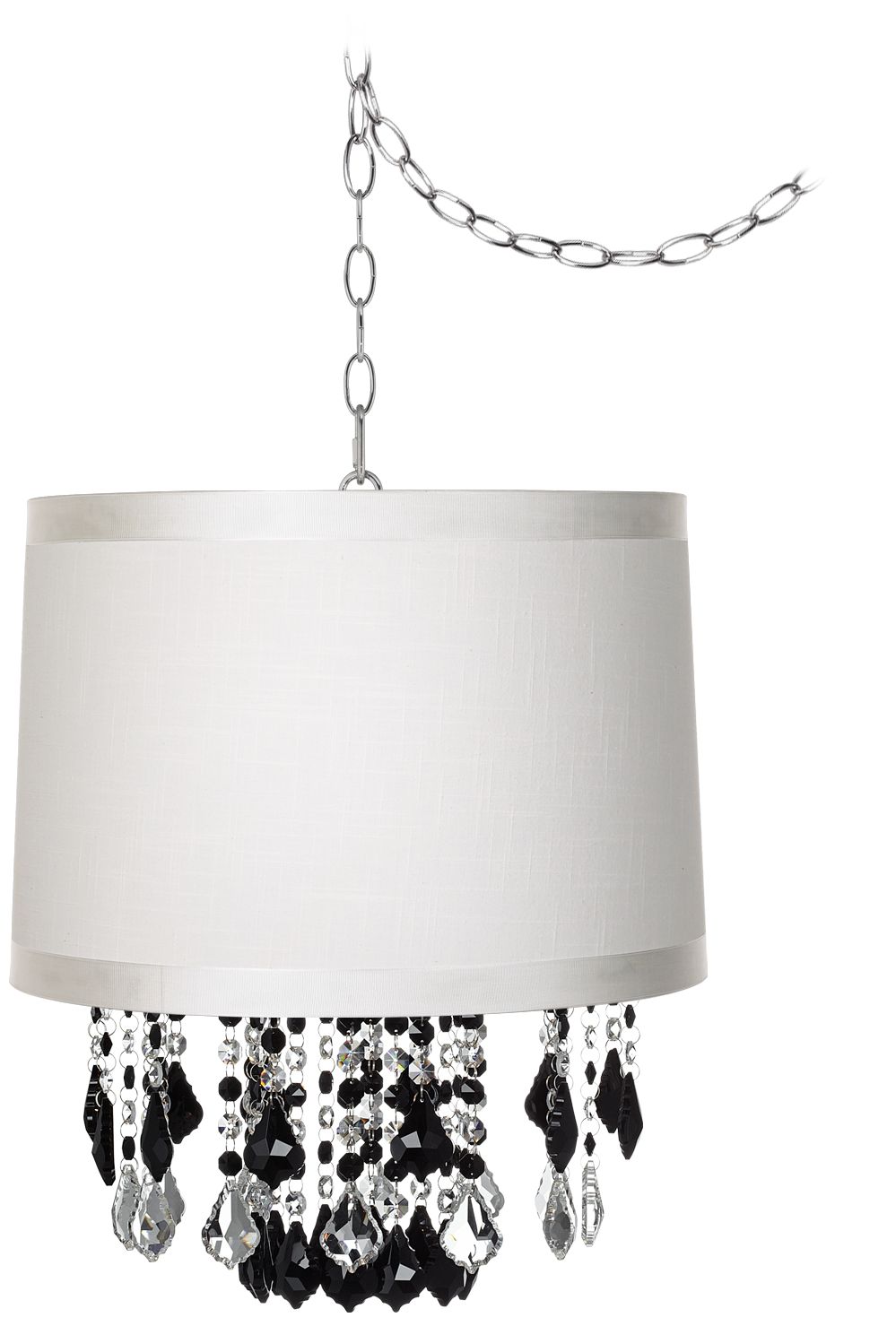 Nicolli Black 16" Wide Off-White Drum Mini Chandelier