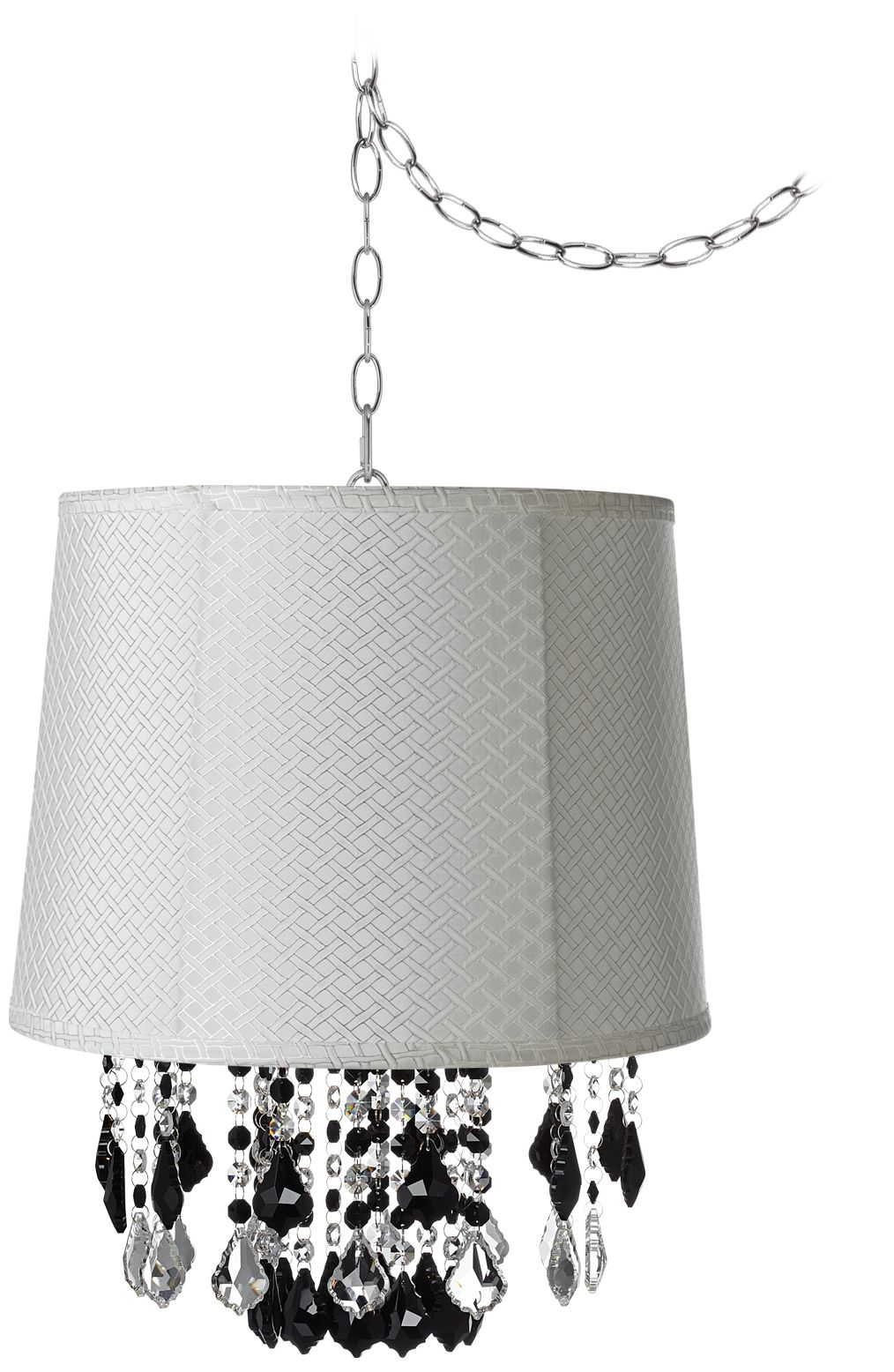 Nicolli Black 16" Wide White Lattice Drum Mini Chandelier