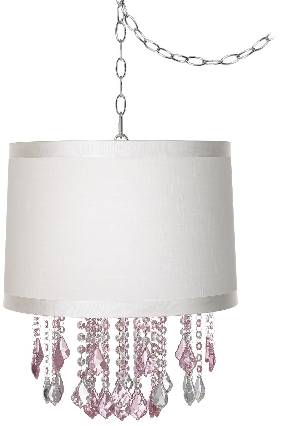 Nicolli Pink 16" Wide Off-White Drum Mini Chandelier