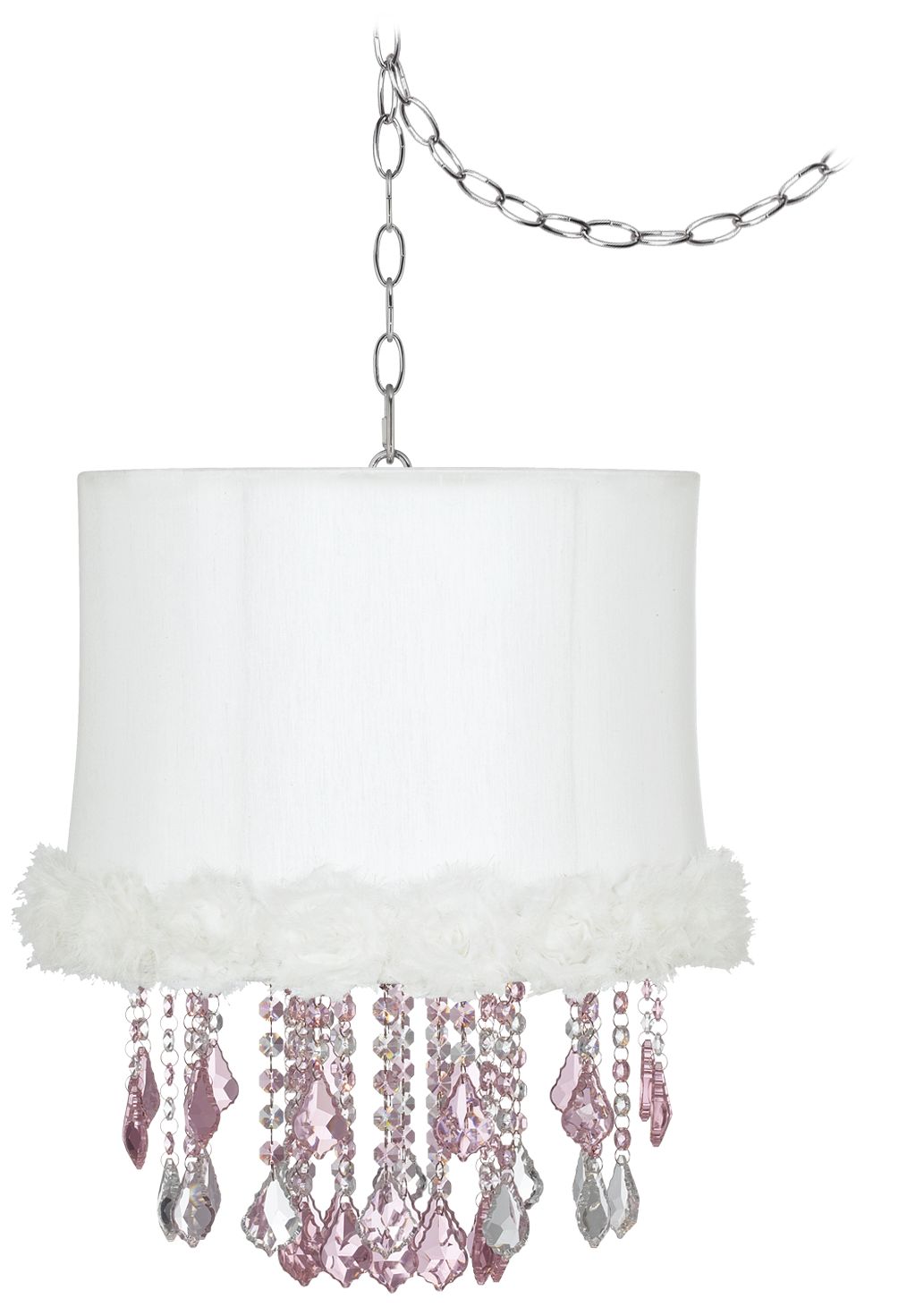 Nicolli Pink 14" Wide White Rosettes Mini Chandelier
