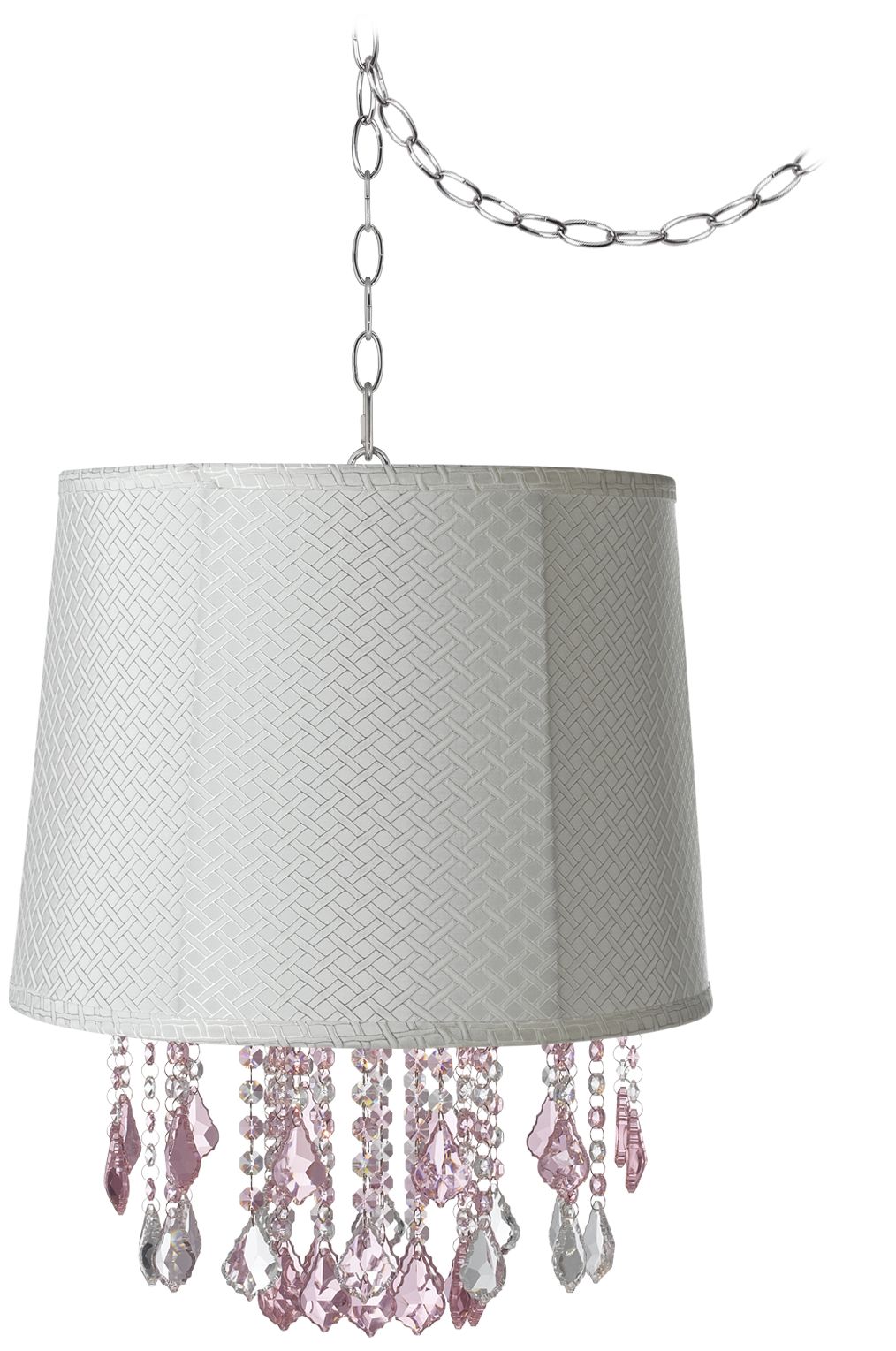 Nicolli Pink 16" Wide White Lattice Drum Mini Chandelier