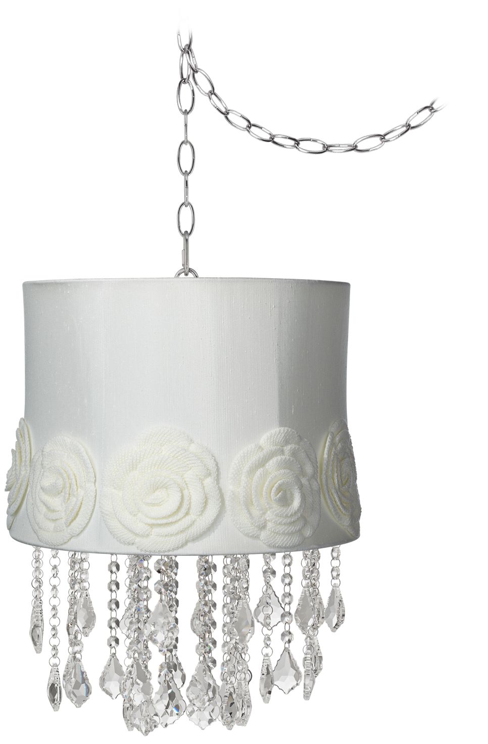 Nicolli Clear 14" Wide Cream Crochet Flower Mini Chandelier