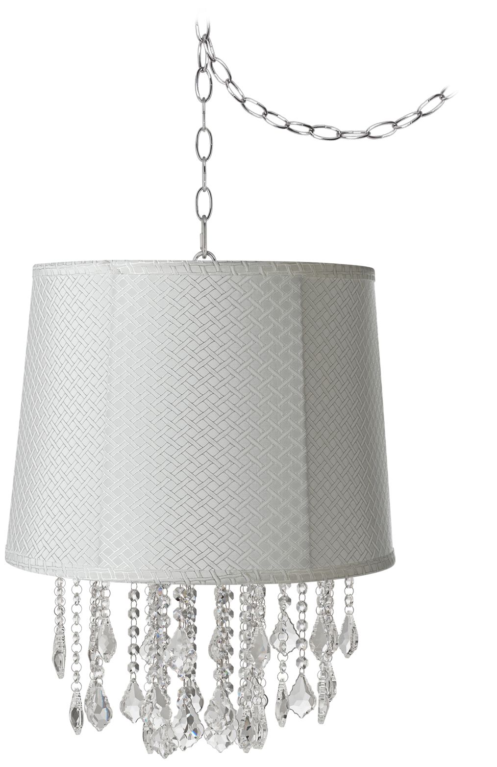 Nicolli Clear 16" Wide White Lattice Drum Mini Chandelier