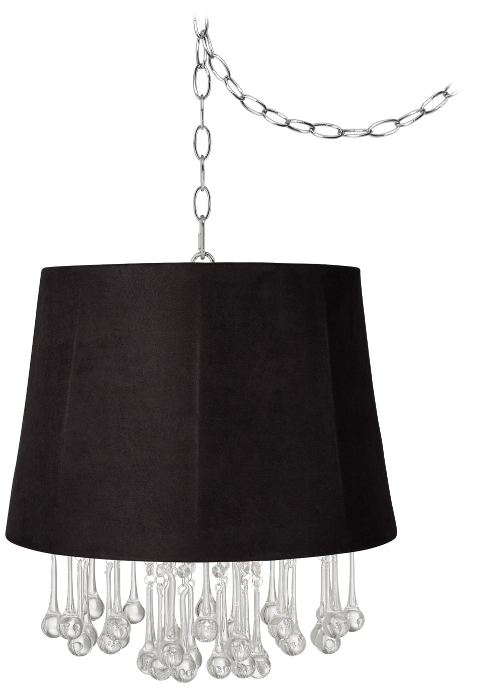 Beatrix Crystal 16" Wide Black Faux Suede Mini Chandelier