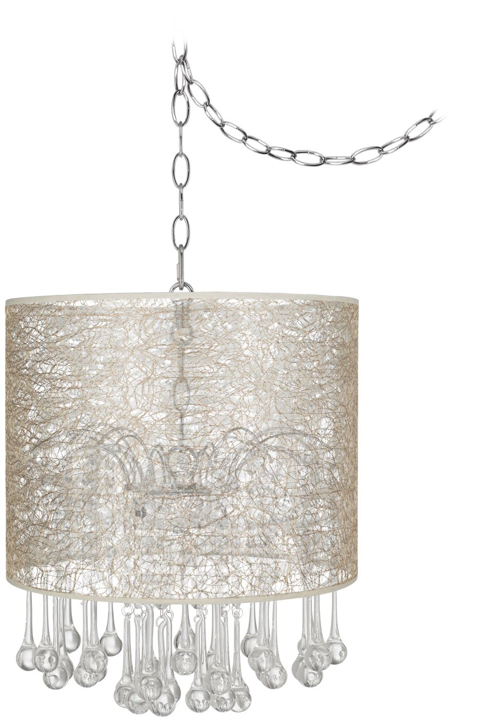 Beatrix Crystal 14" Wide Transparent Fiber Mini Chandelier