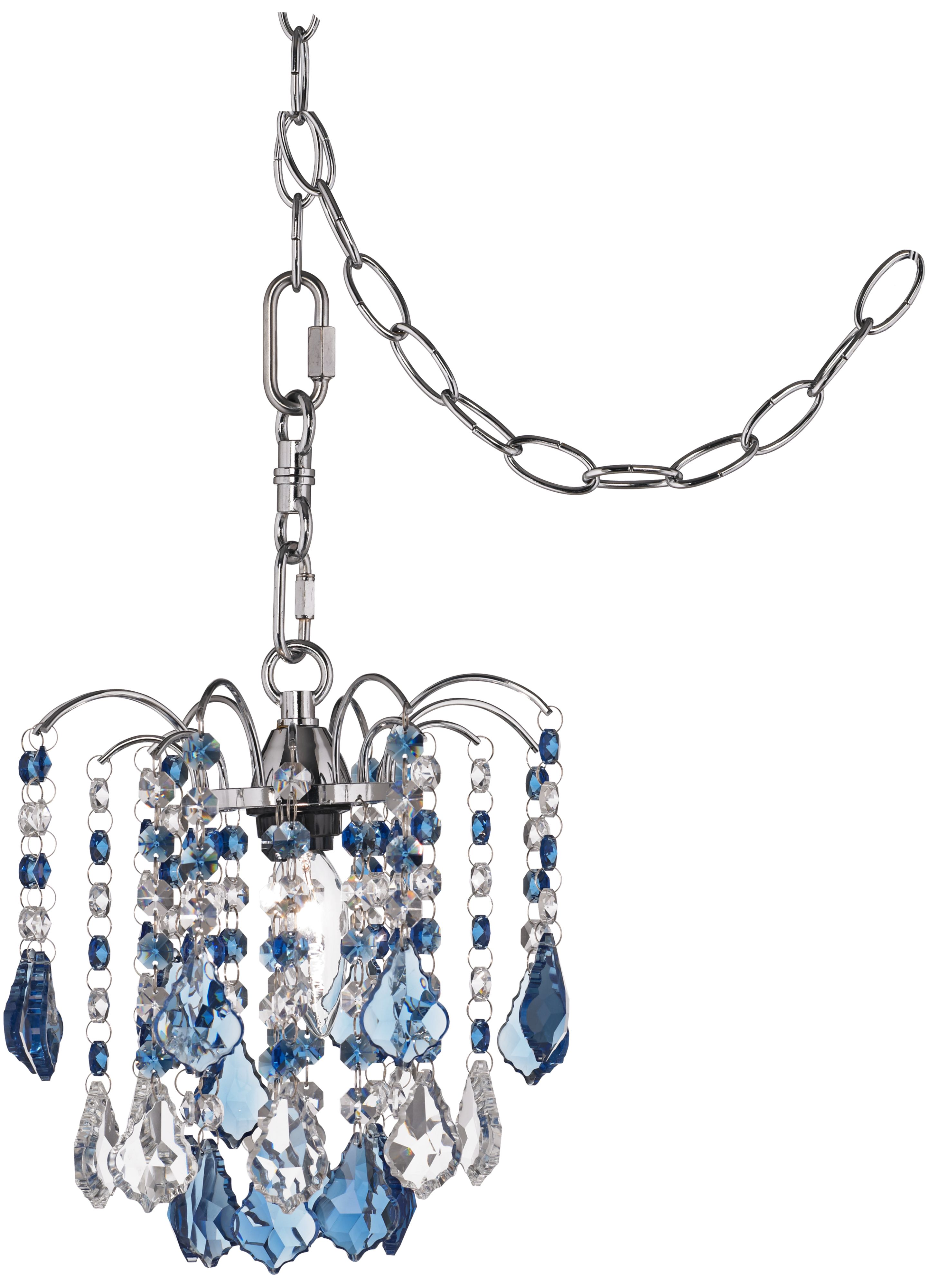 Nicolli Blue Crystal 8" Wide Swag Plug-In Mini Chandelier