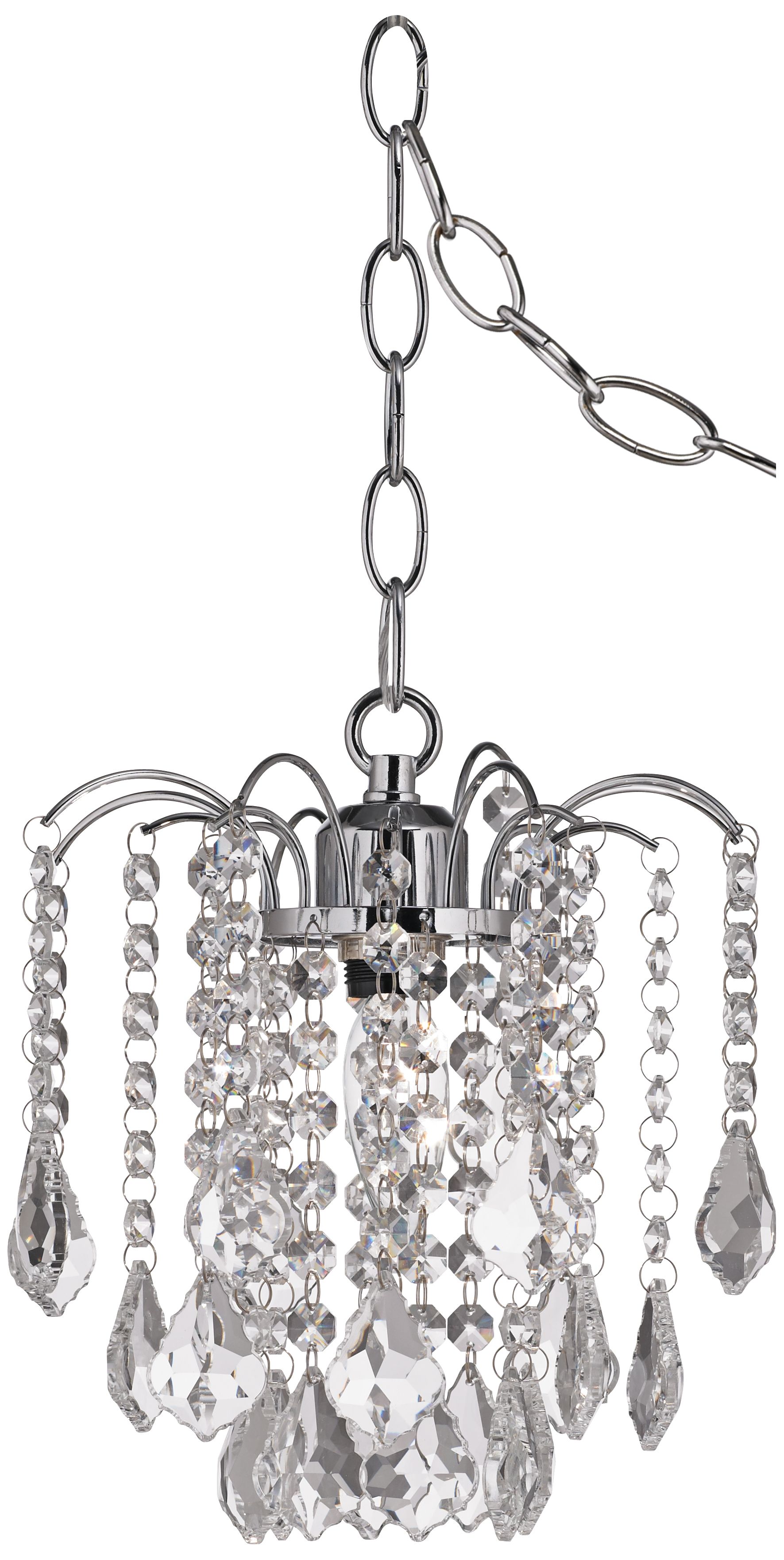 Nicolli Clear Crystal 8" Wide Swag Plug-In Mini Chandelier