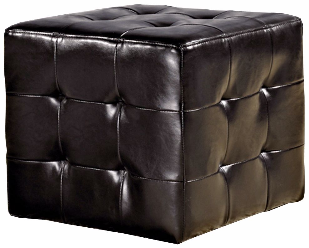 Cayman Leatherette Espresso Cube Ottoman