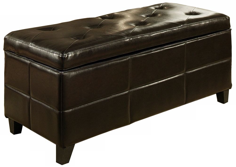 Cayman Leather Espresso Storage Ottoman