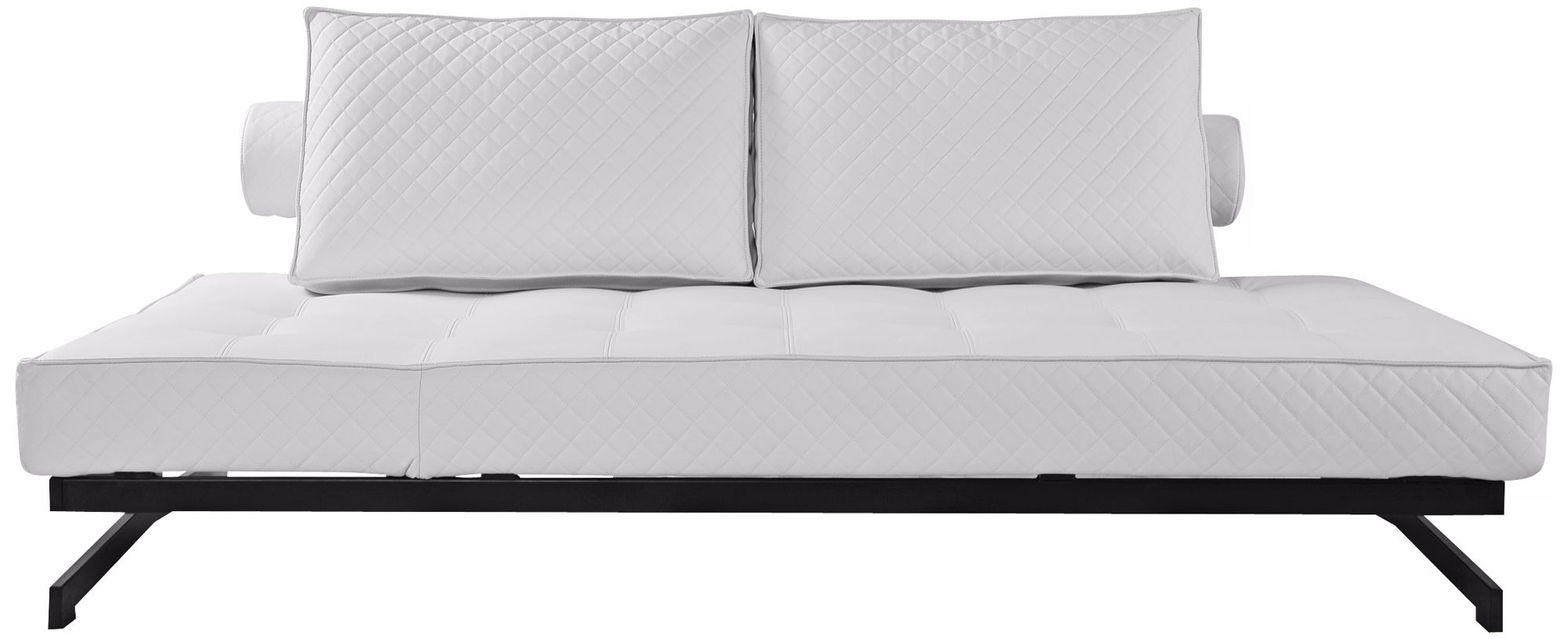 Geneva Faux Leather Convertible Euro White Sofa Lounger