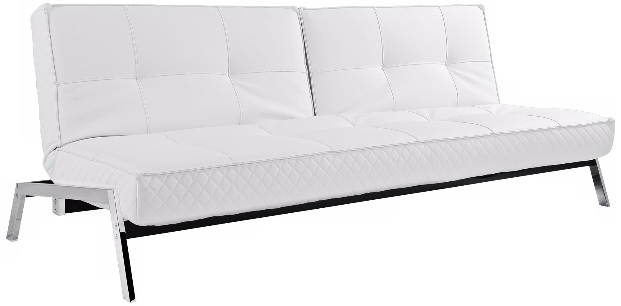 Venice Faux Leather Convertible Euro White Sofa Lounger
