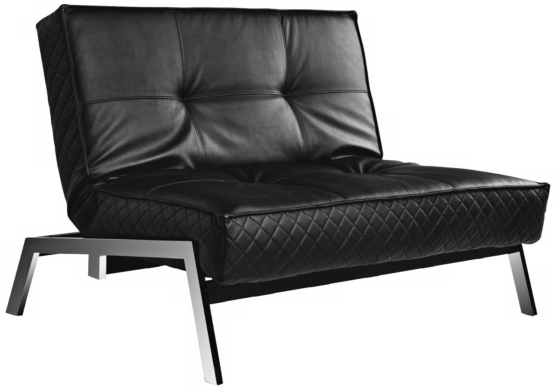 Madird Faux Leather Black Convertible Euro Chair Lounger